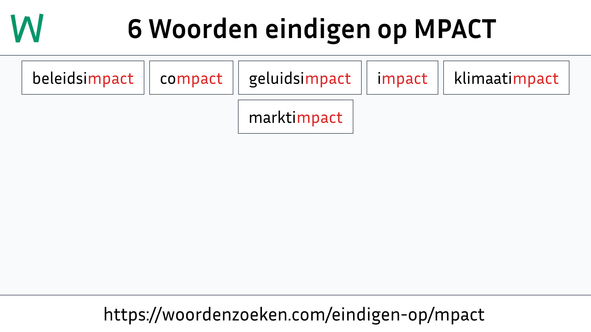 Woorden eindigen op MPACT