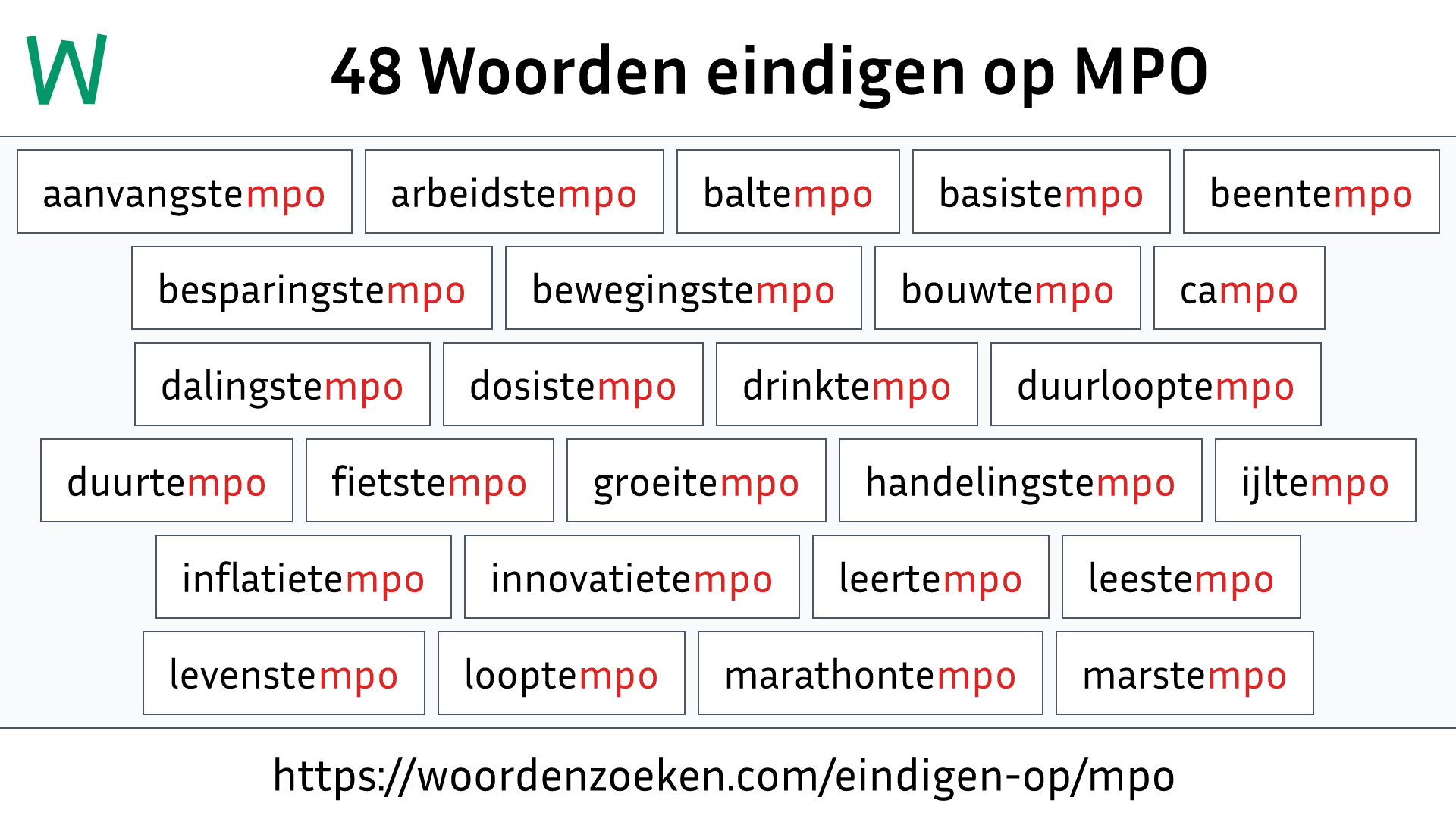 Woorden eindigen op MPO