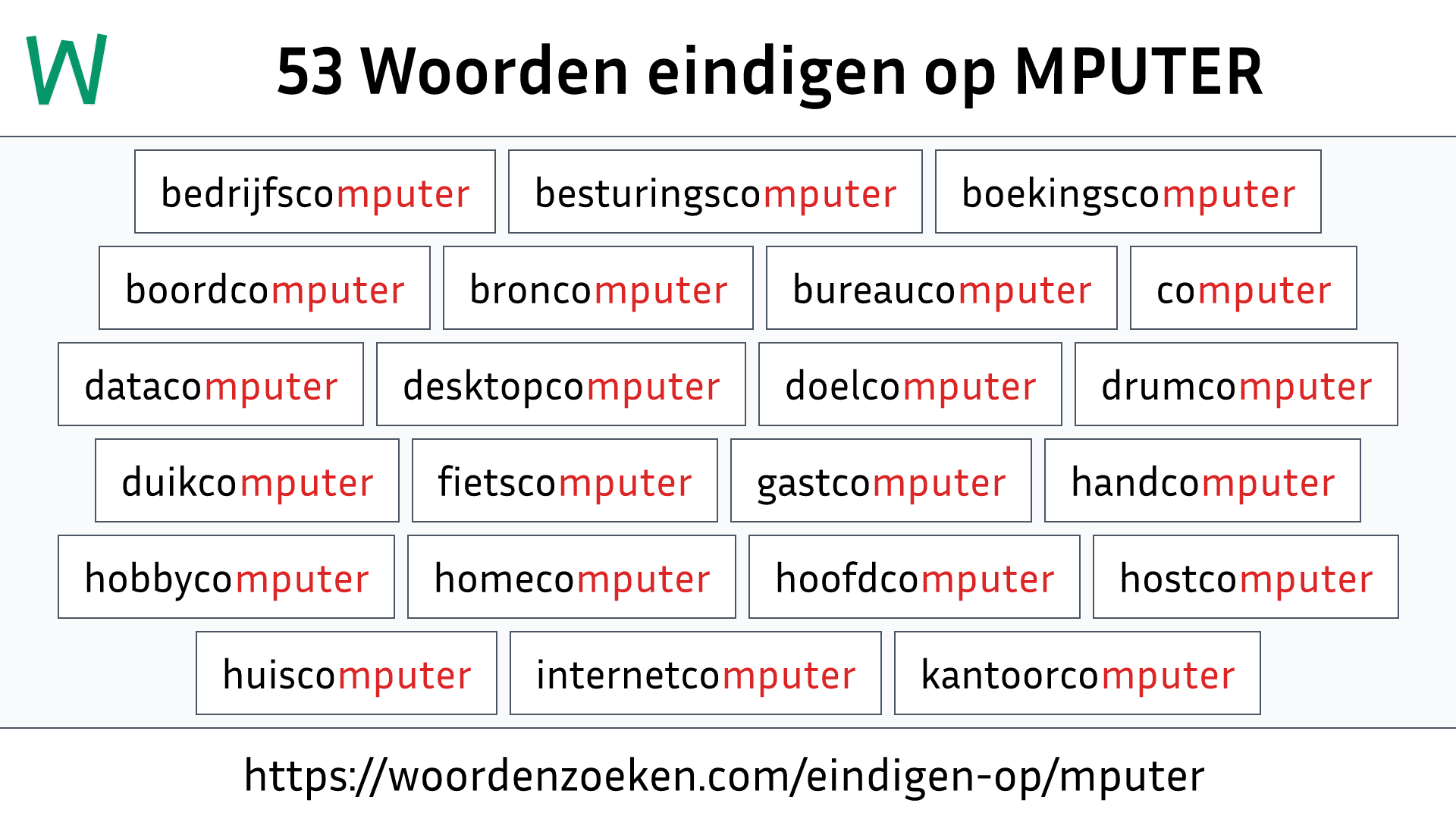 Woorden eindigen op MPUTER