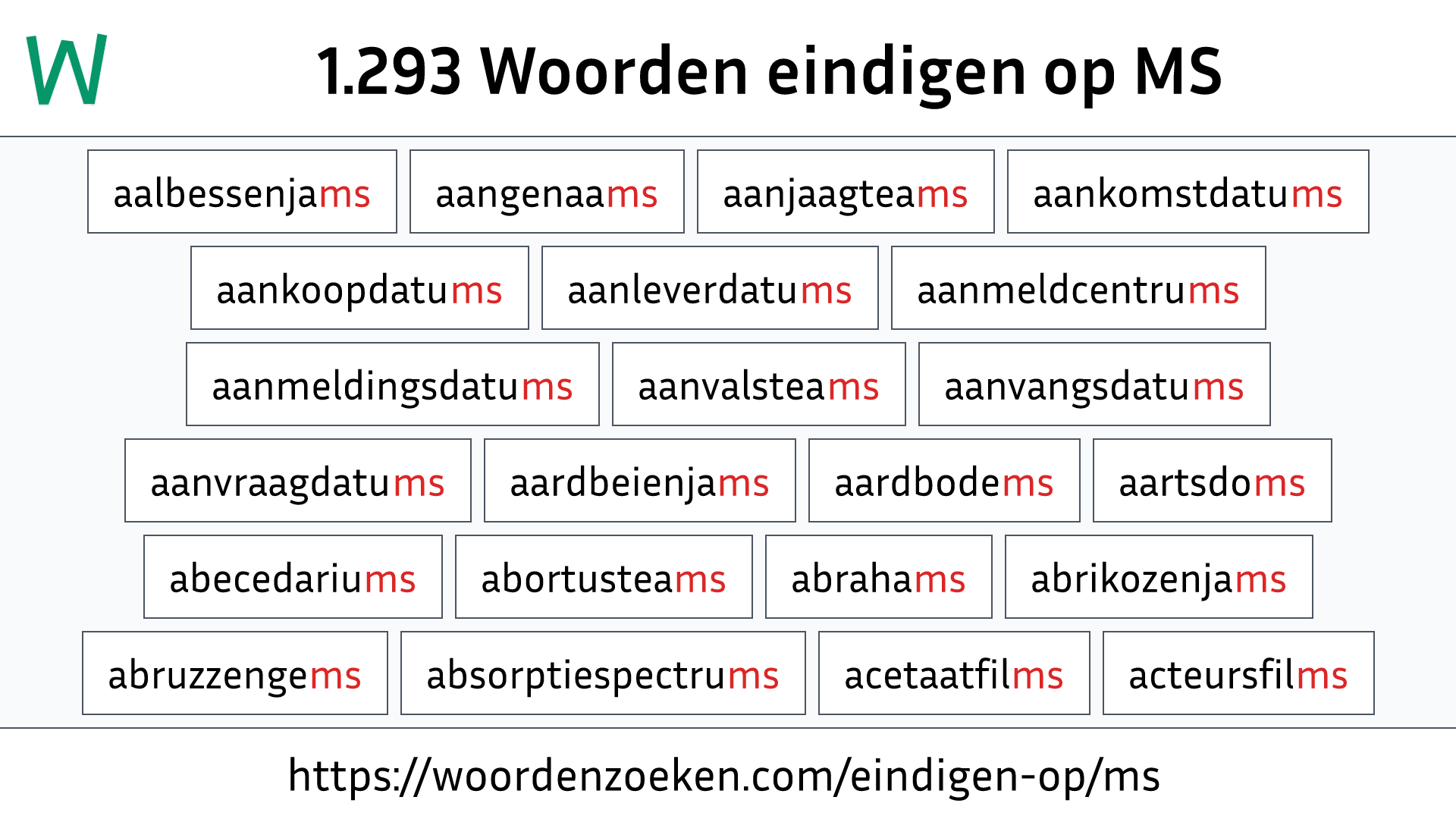 Woorden eindigen op MS