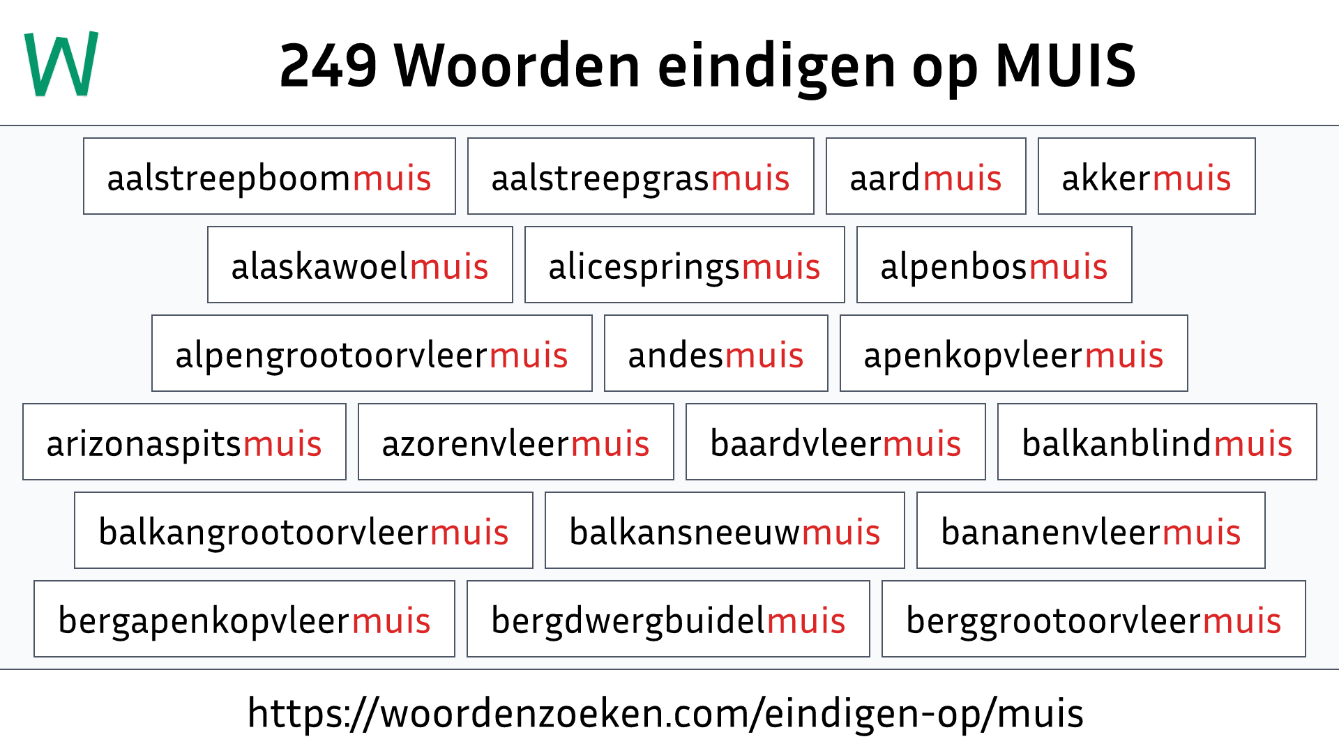 Woorden eindigen op MUIS