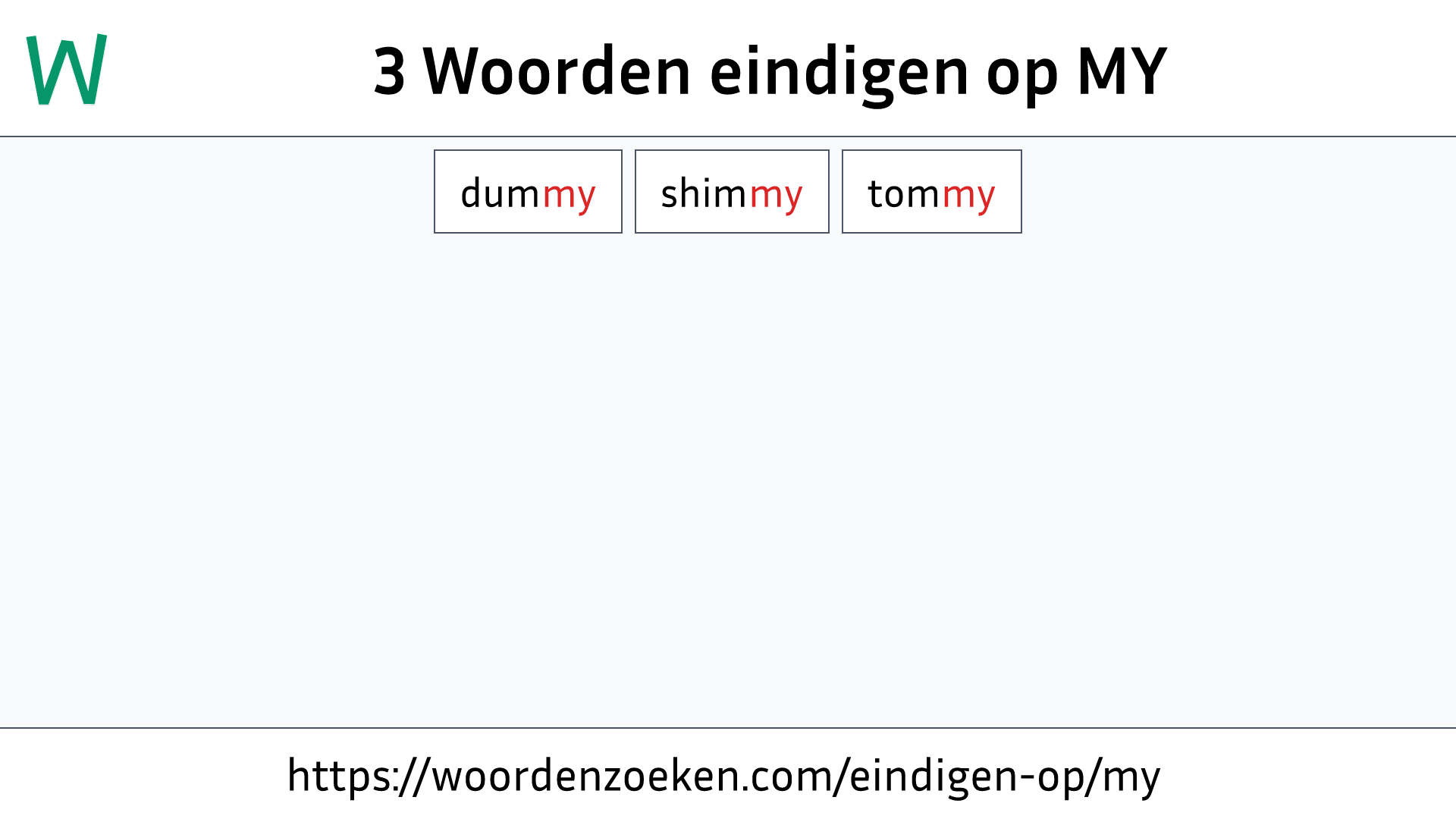 Woorden eindigen op MY