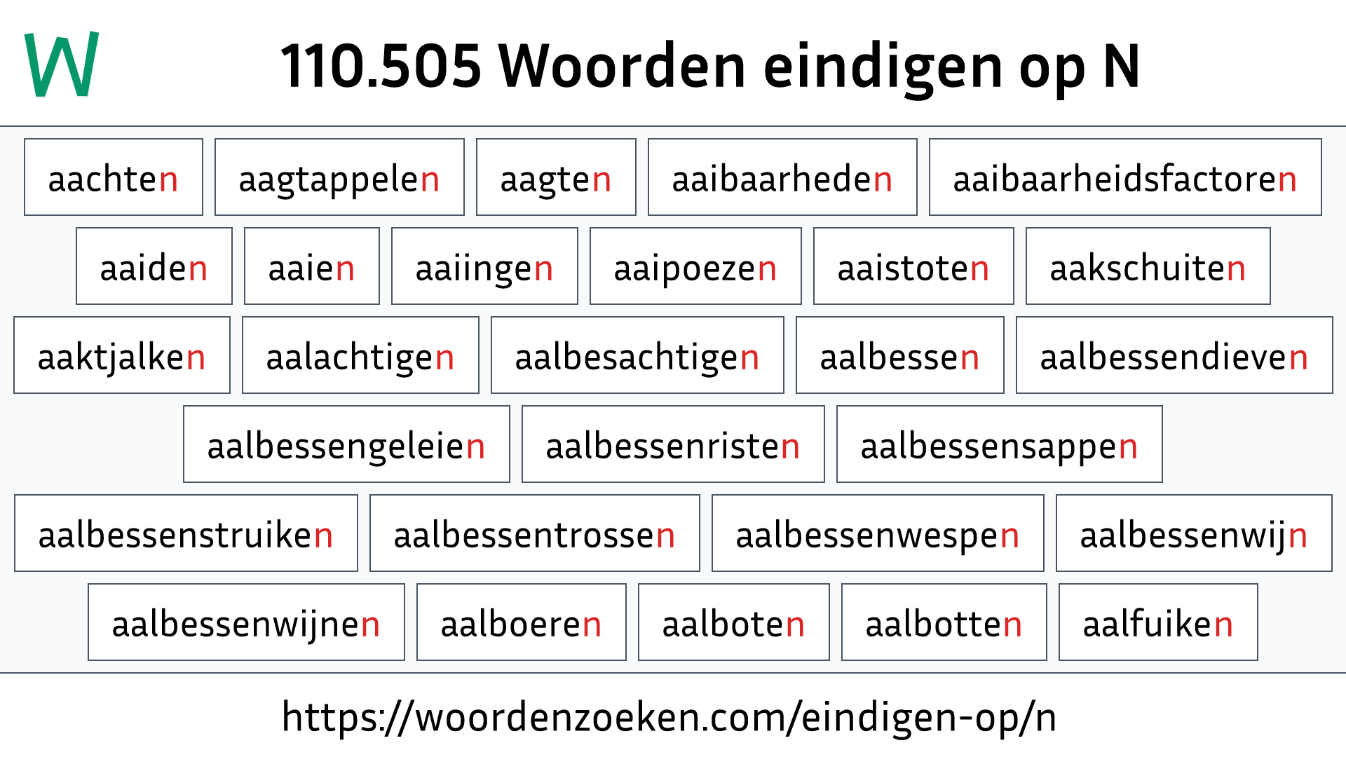 Woorden eindigen op N