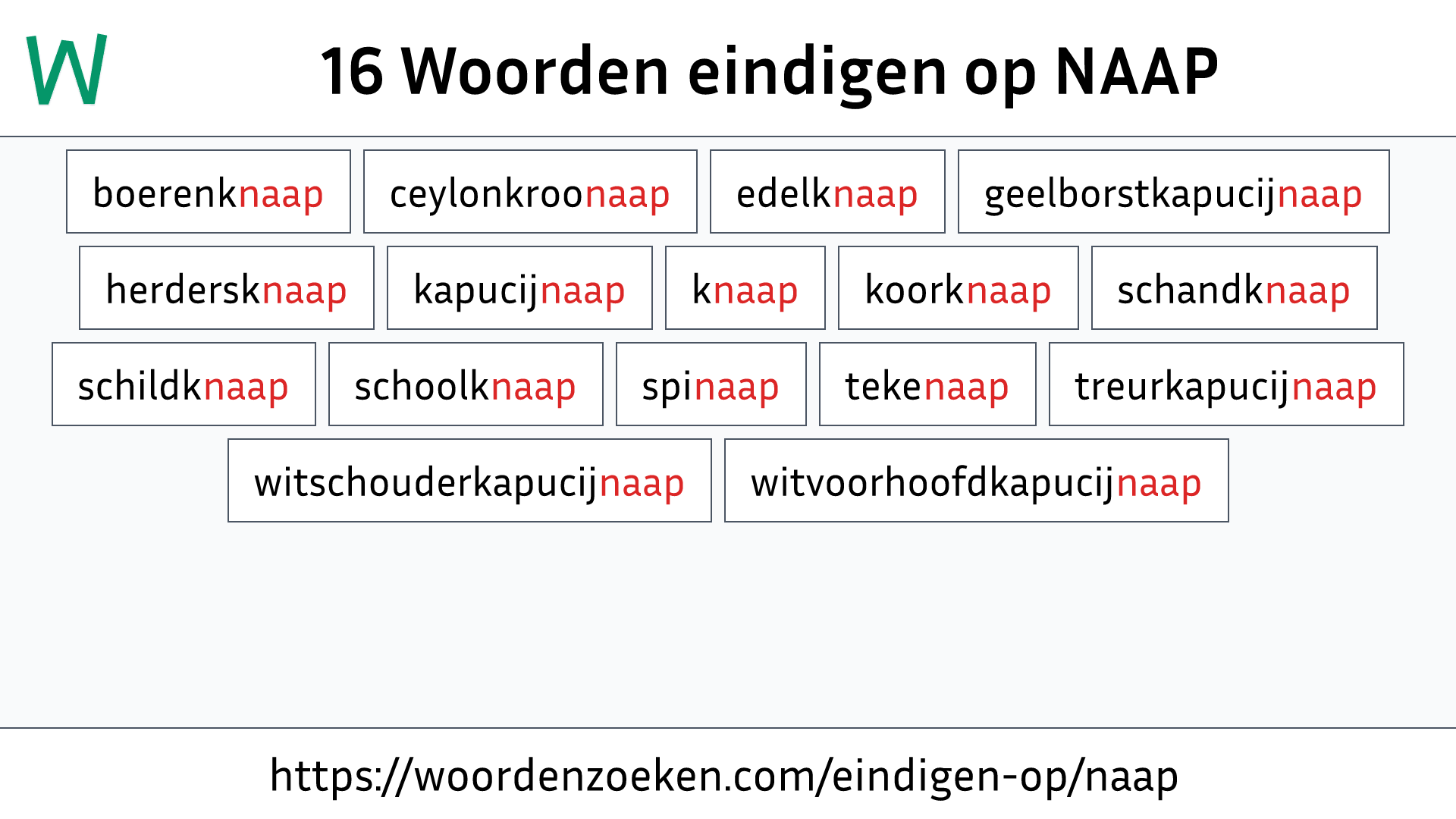 Woorden eindigen op NAAP