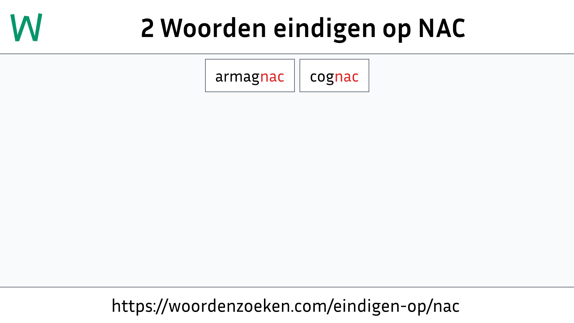 Woorden eindigen op NAC