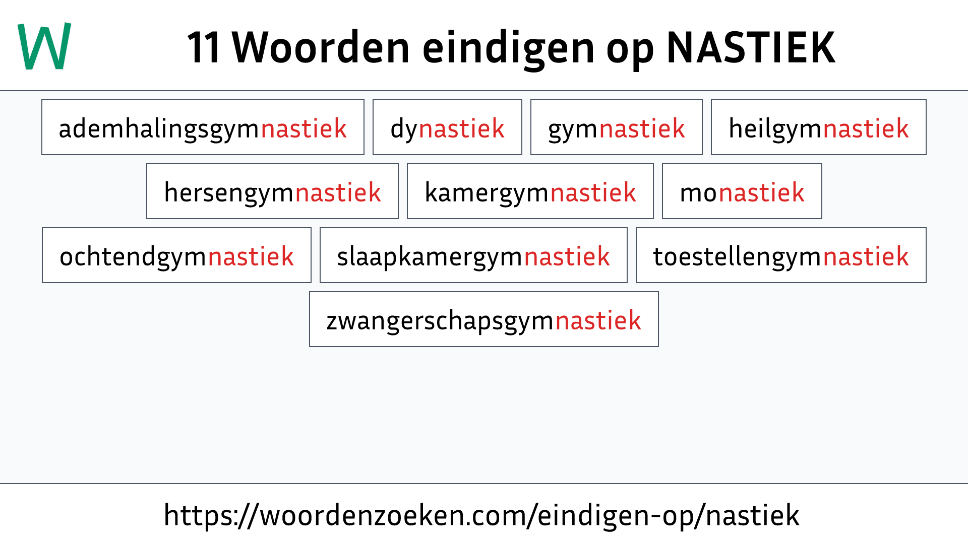 Woorden eindigen op NASTIEK