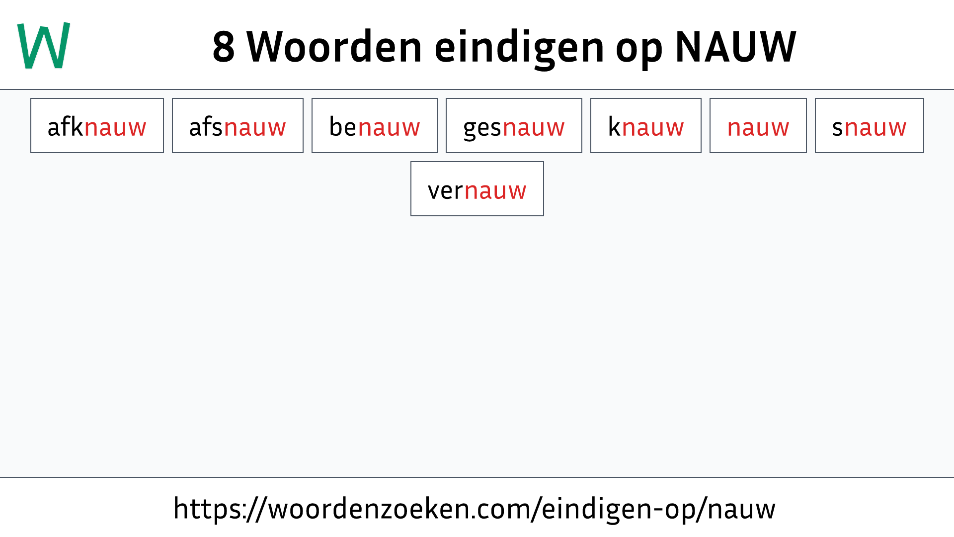 Woorden eindigen op NAUW