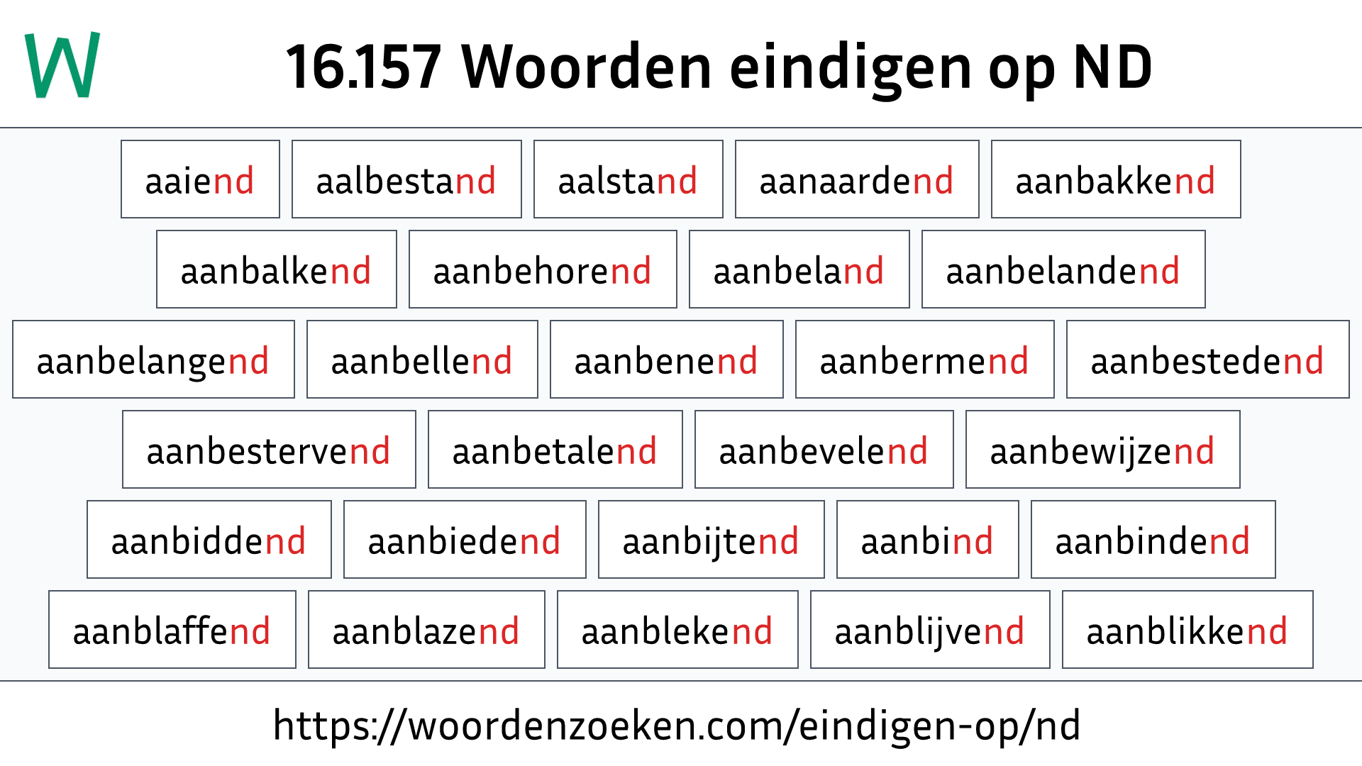 Woorden eindigen op ND