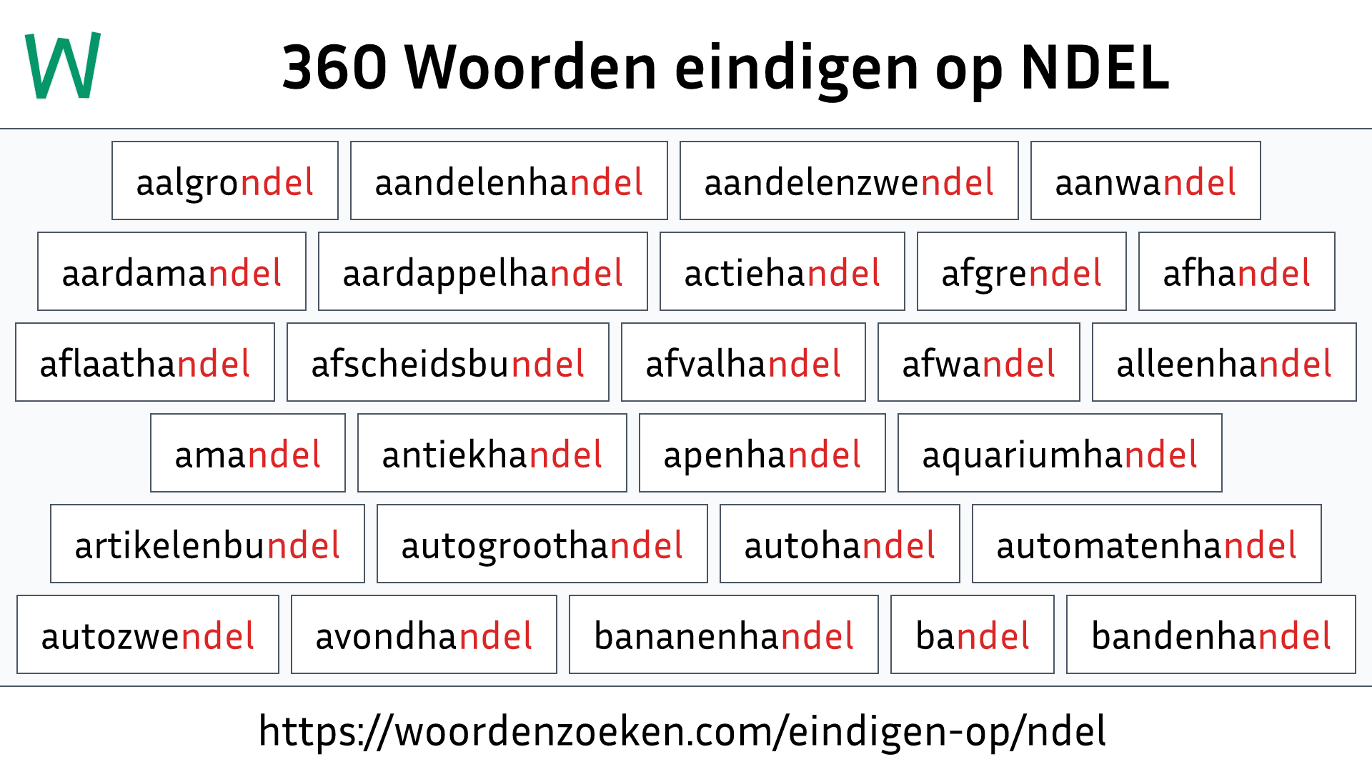 Woorden eindigen op NDEL