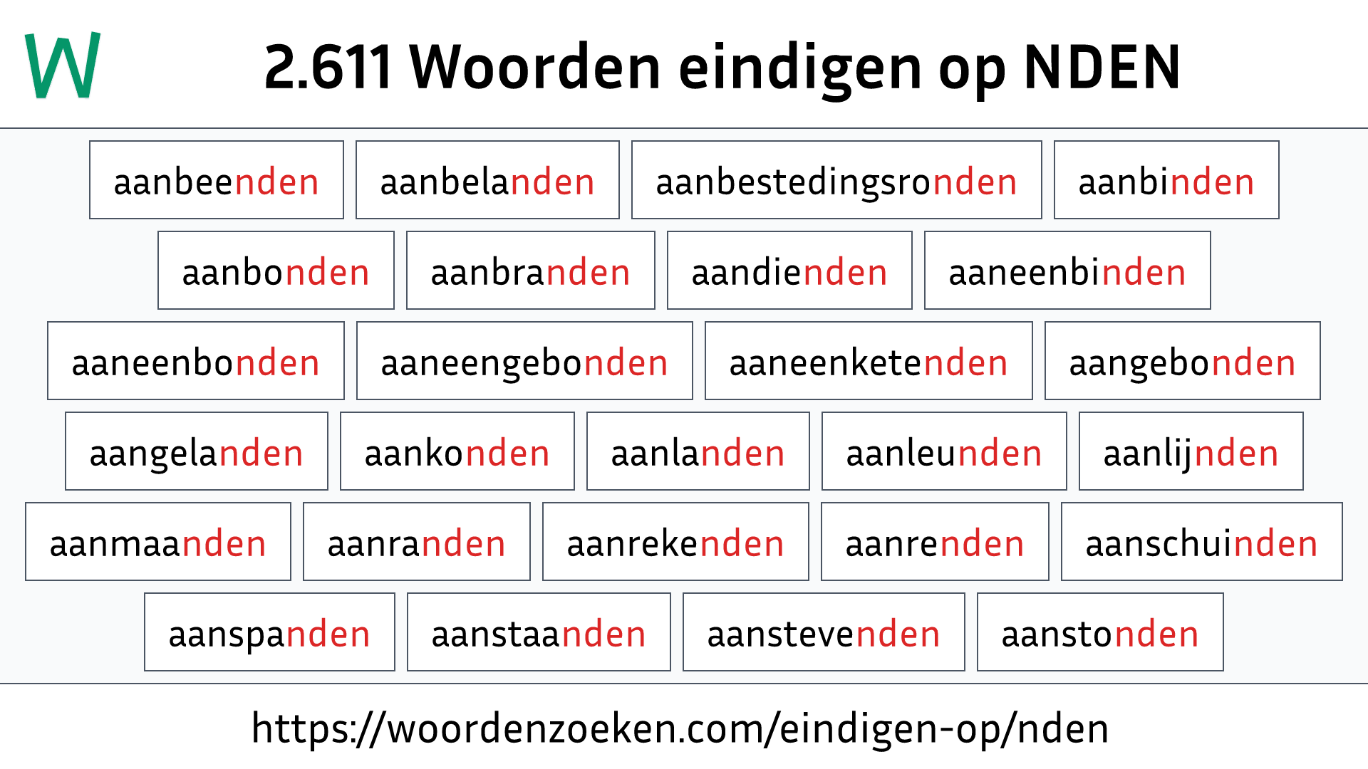 Woorden eindigen op NDEN