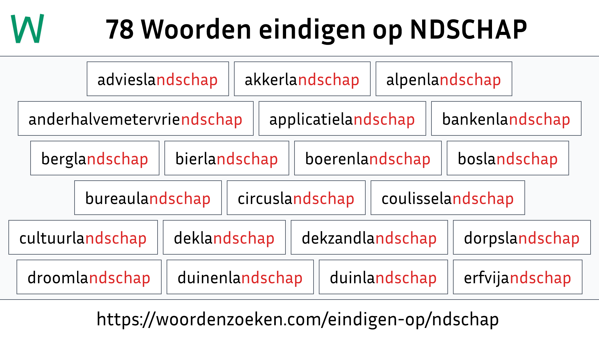 Woorden eindigen op NDSCHAP