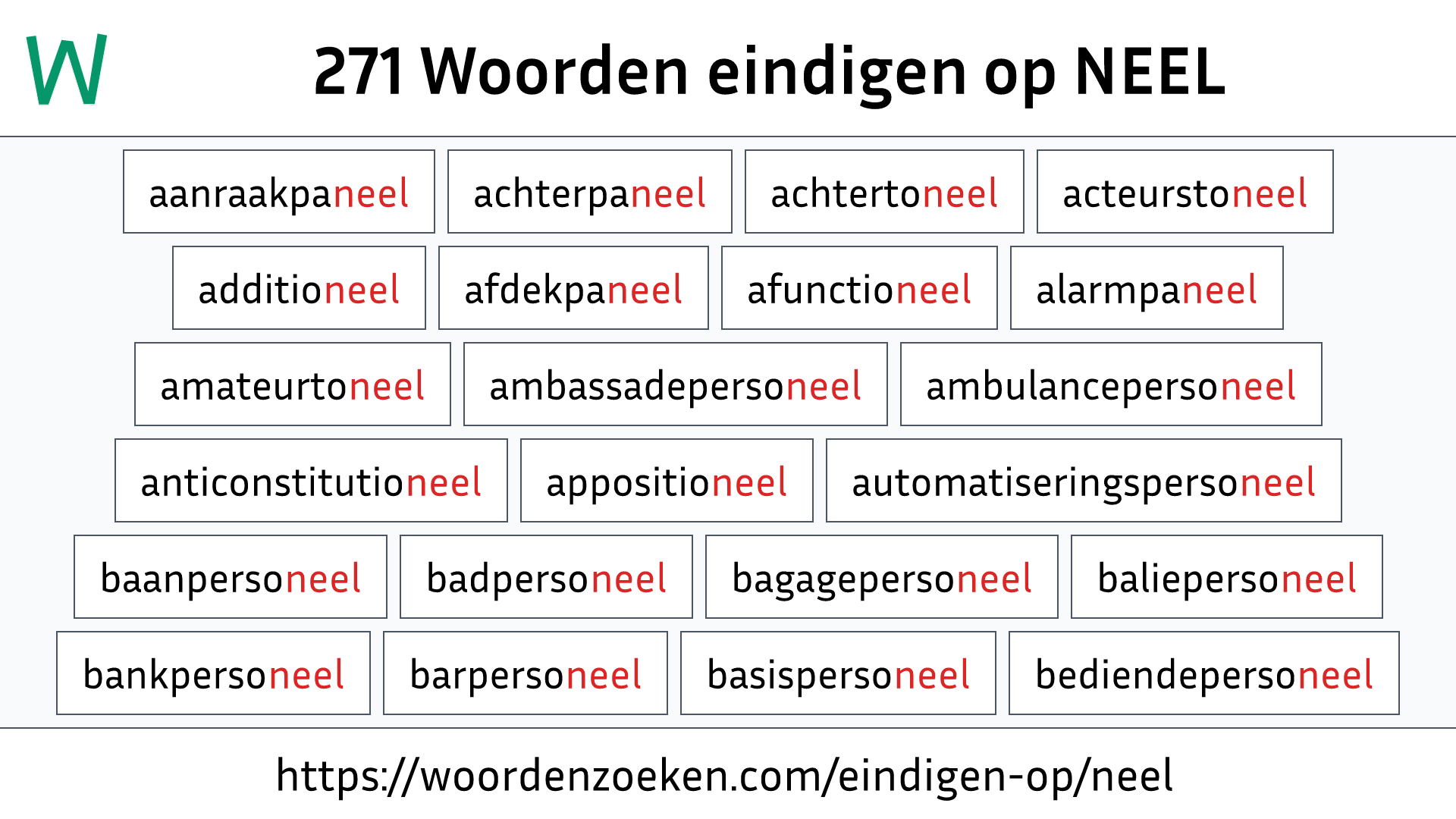 Woorden eindigen op NEEL