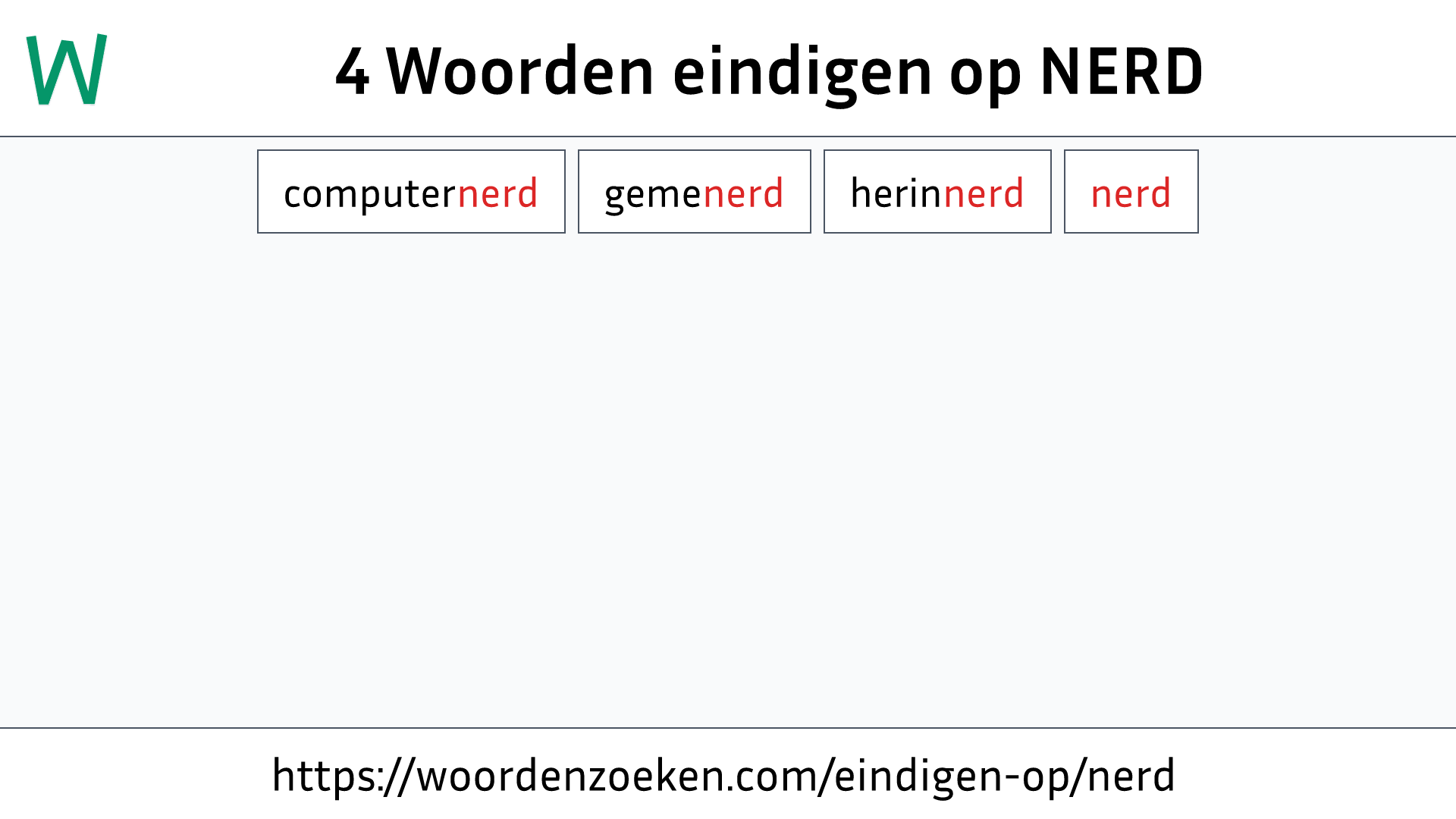 Woorden eindigen op NERD