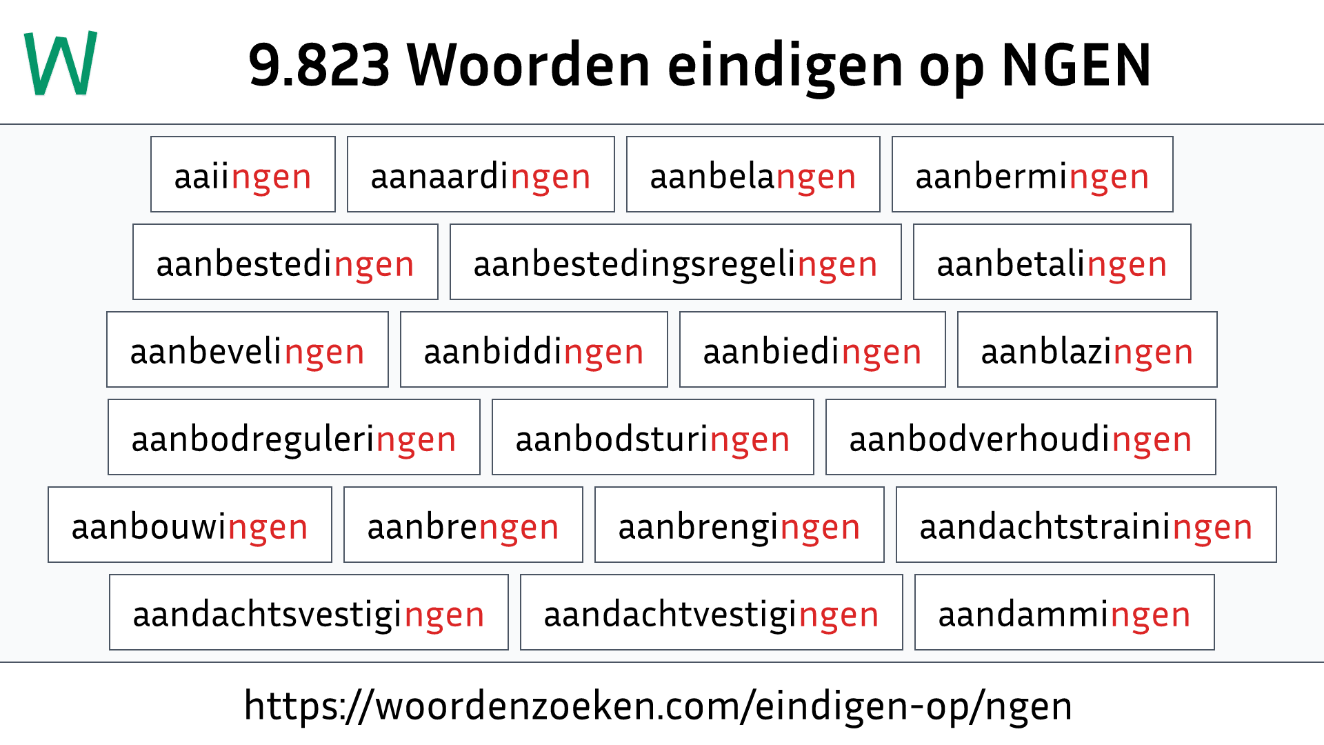 Woorden eindigen op NGEN