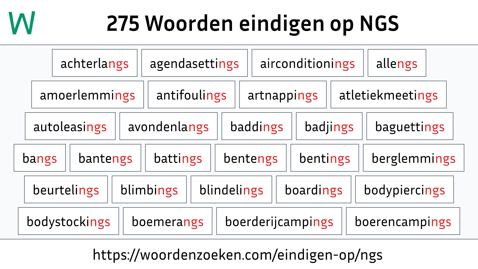 Woorden eindigen op NGS