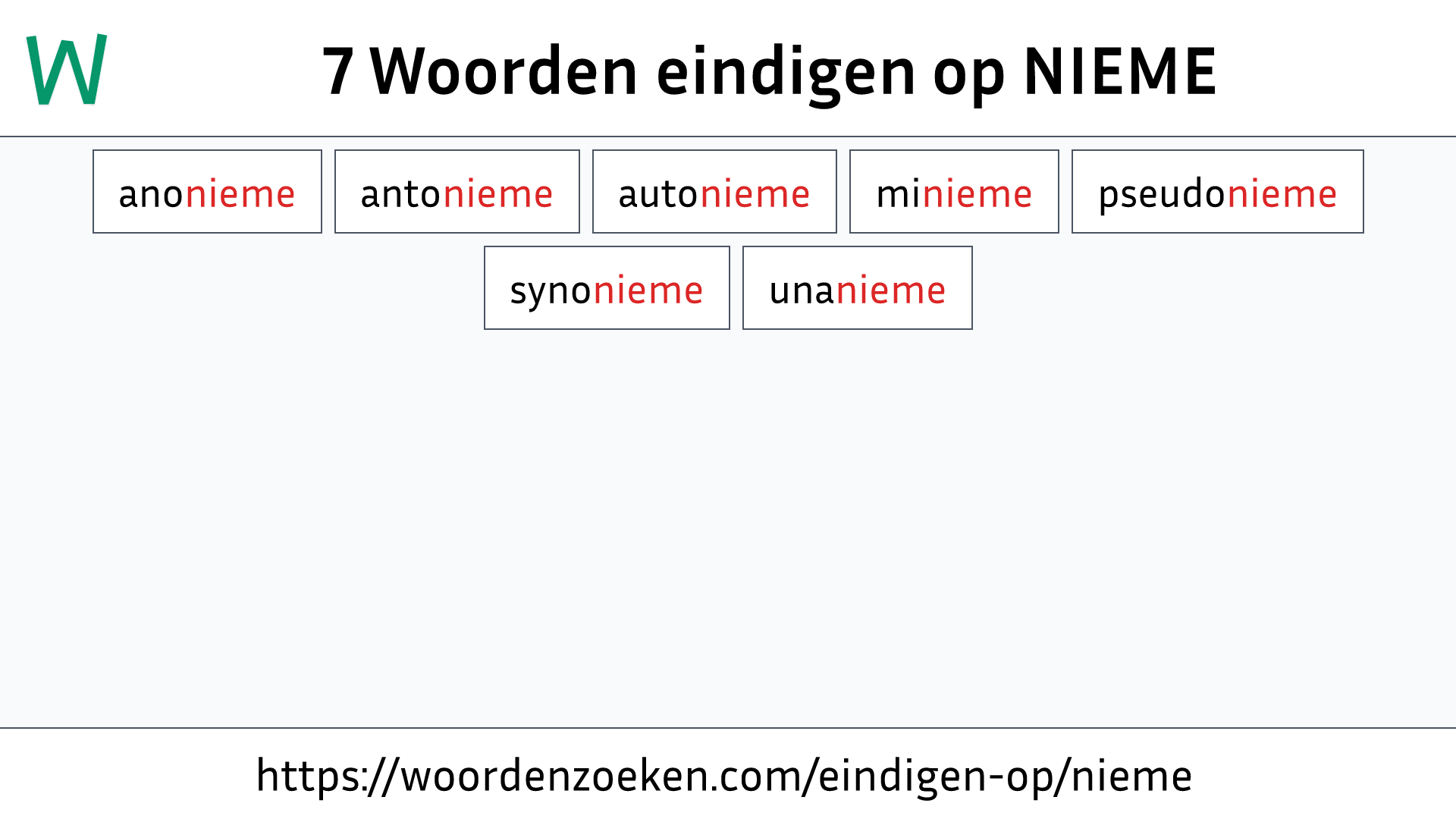 Woorden eindigen op NIEME