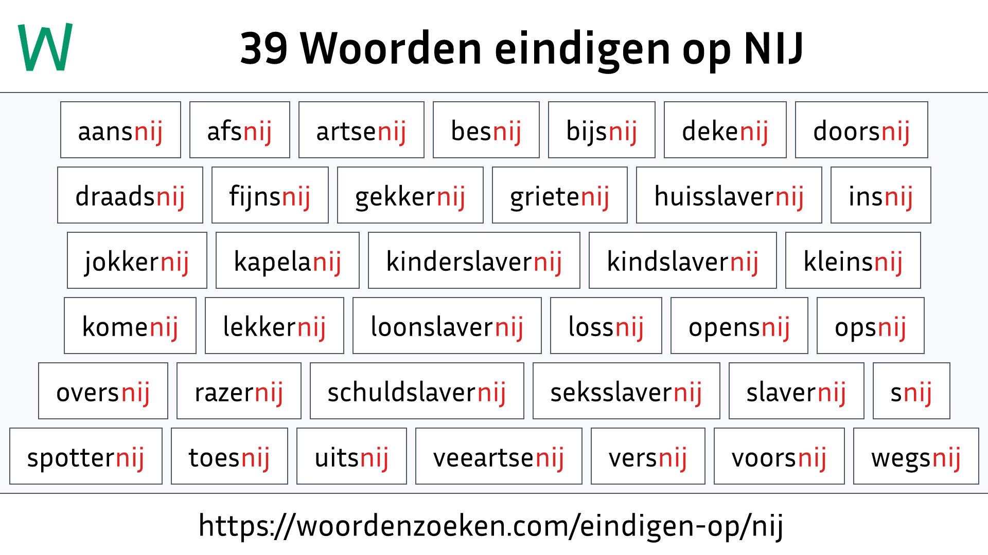 Woorden eindigen op NIJ