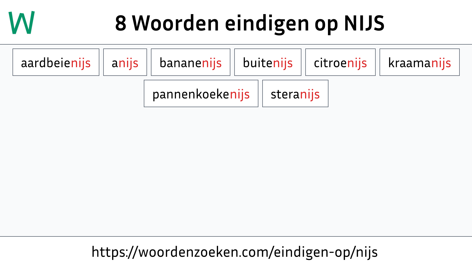 Woorden eindigen op NIJS