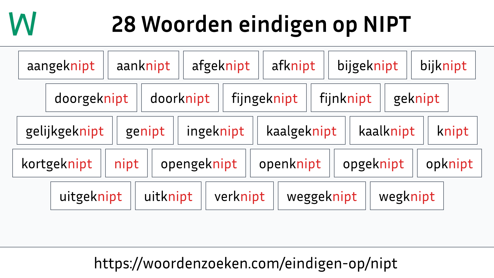 Woorden eindigen op NIPT