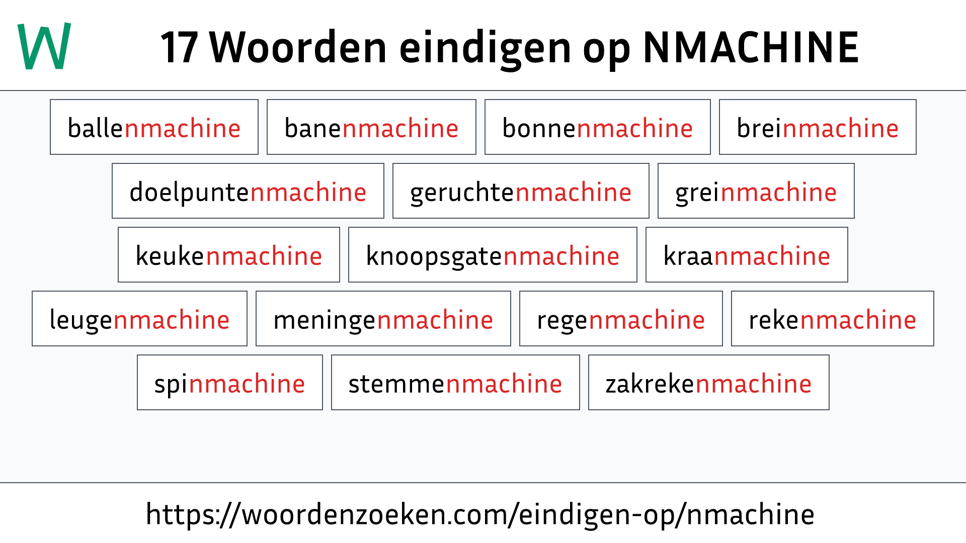Woorden eindigen op NMACHINE