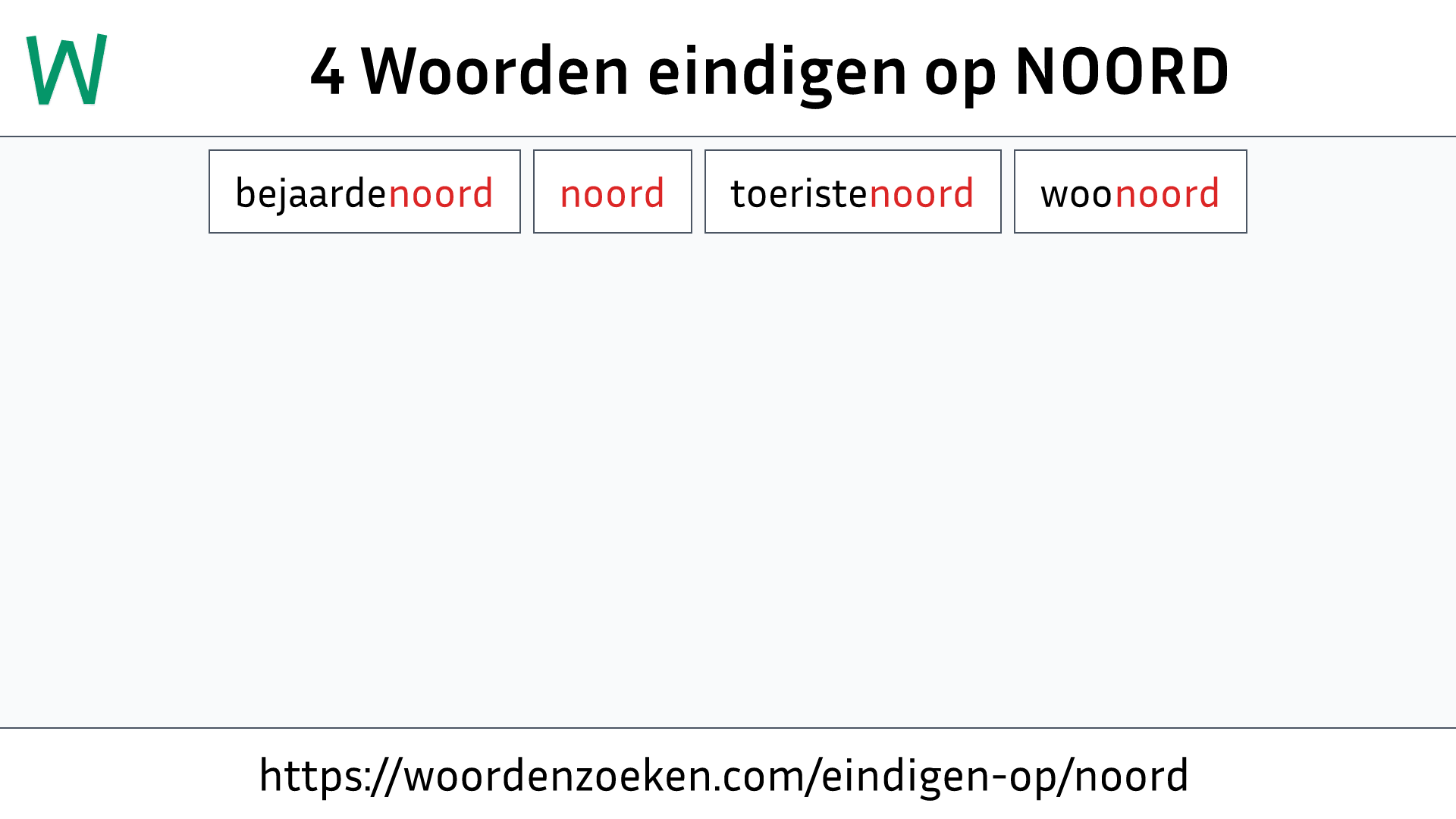 Woorden eindigen op NOORD