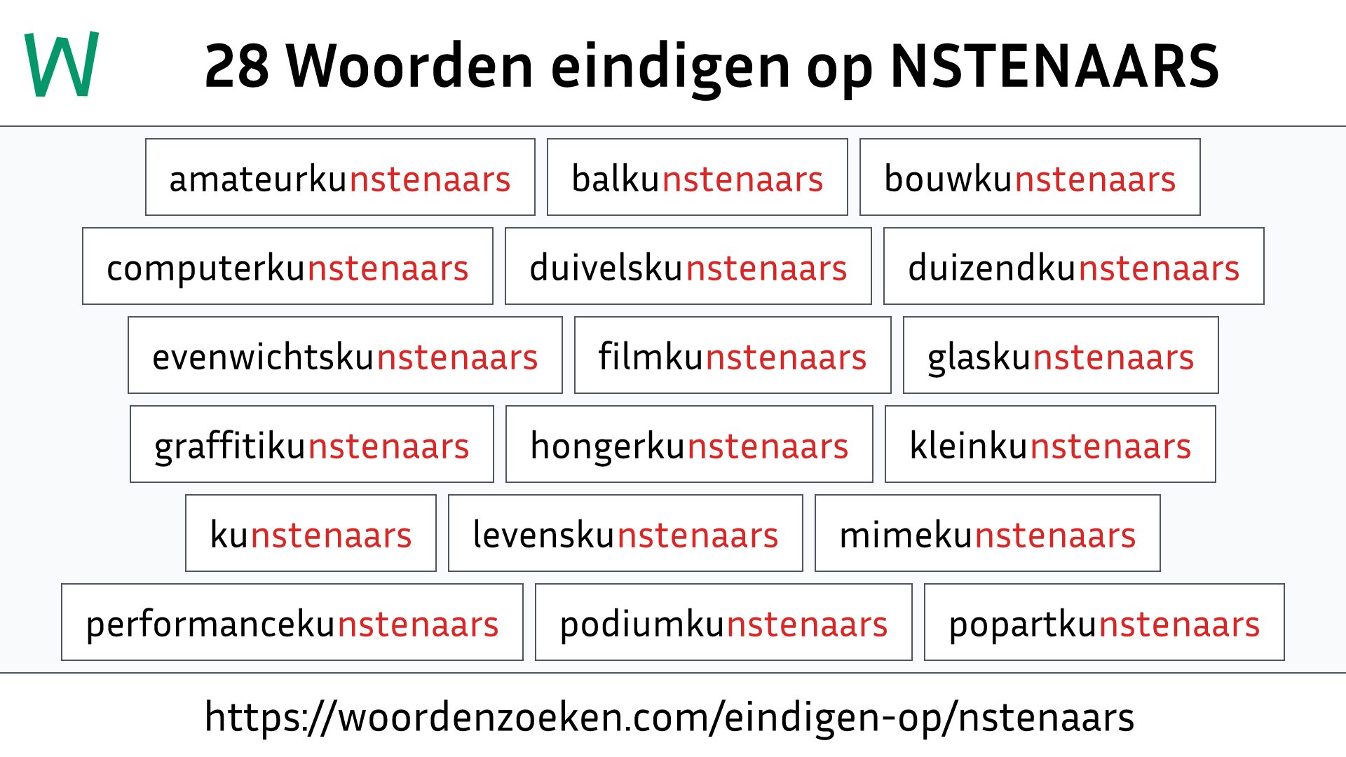 Woorden eindigen op NSTENAARS