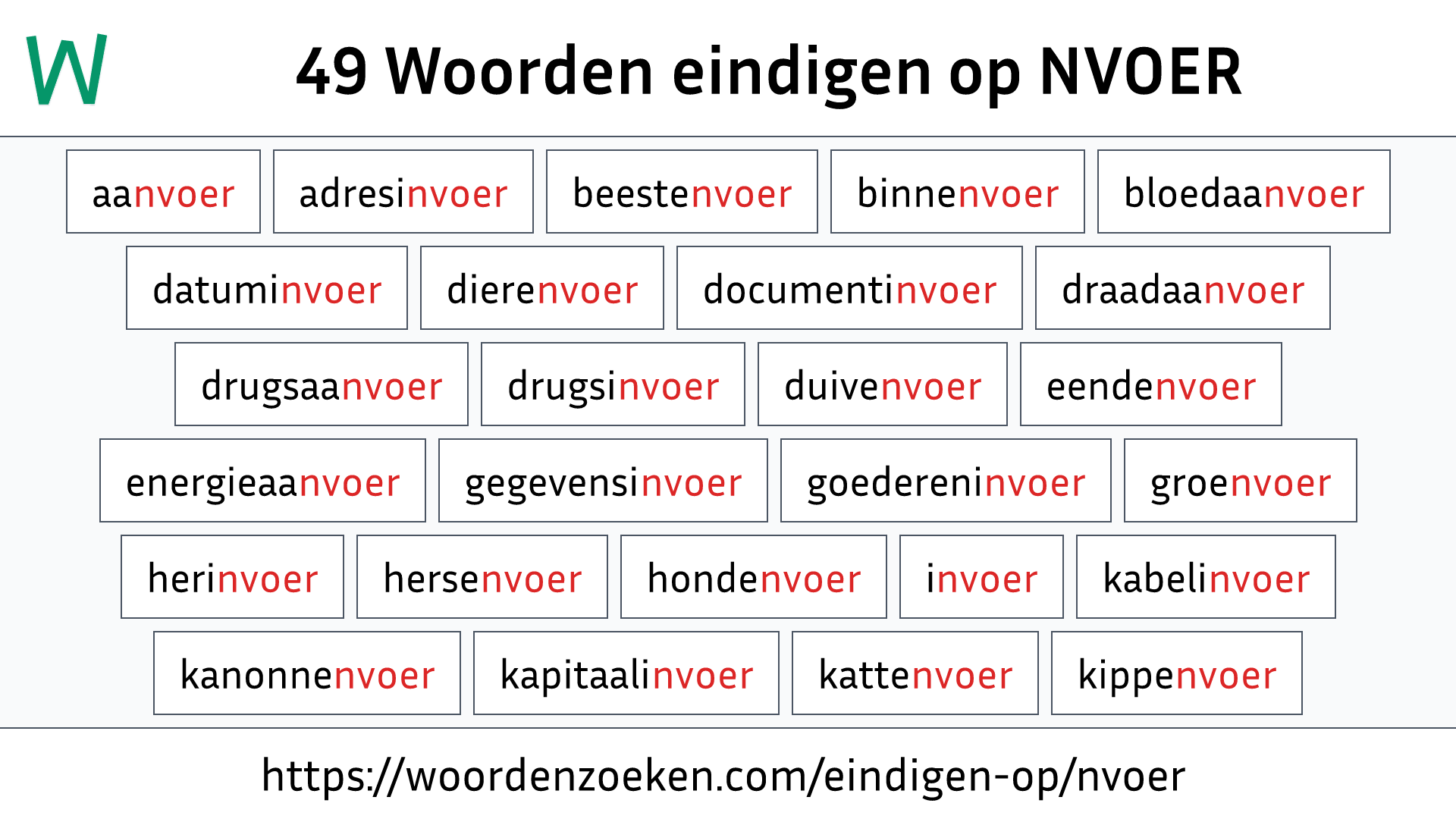 Woorden eindigen op NVOER