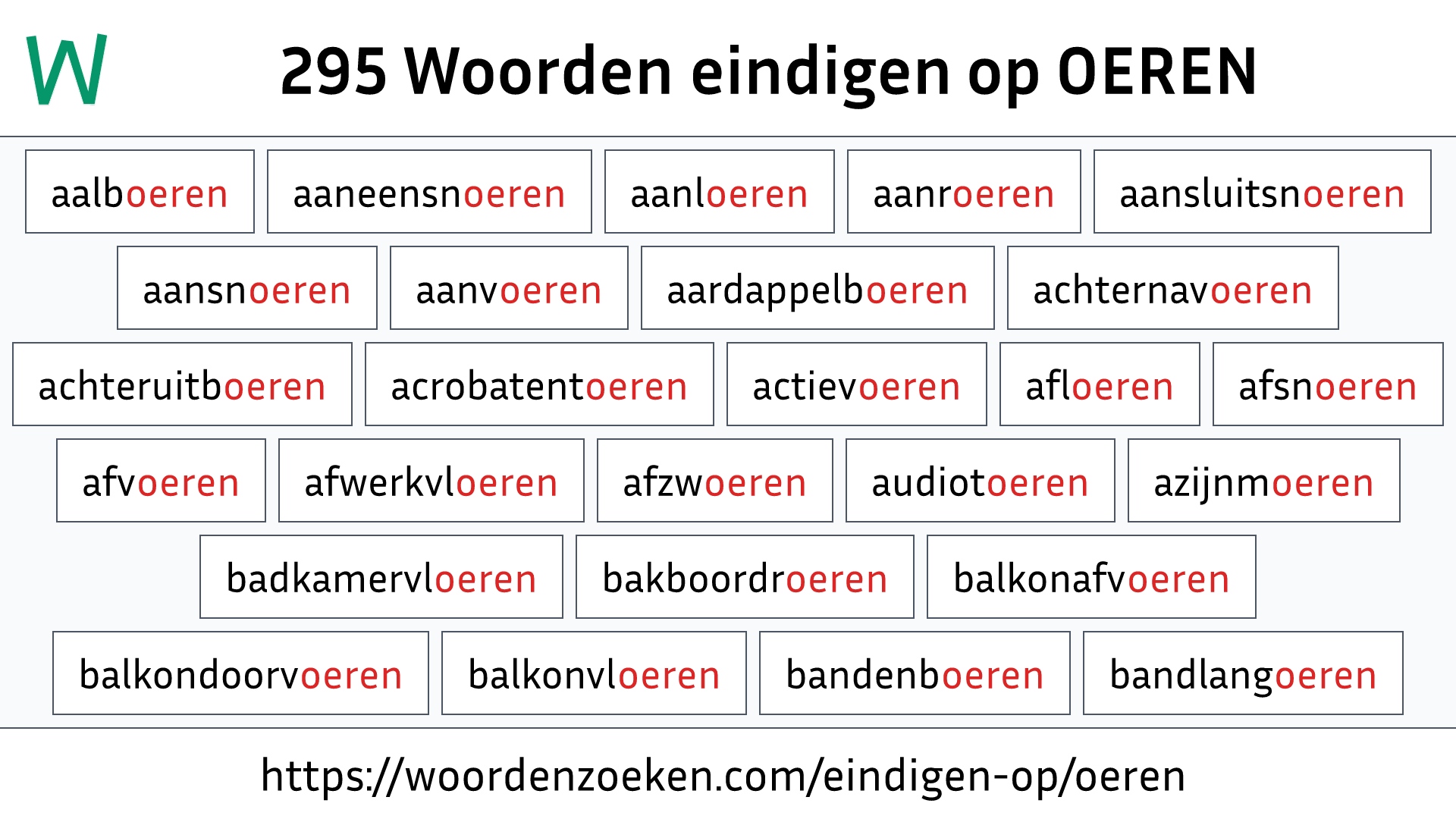 Woorden eindigen op OEREN