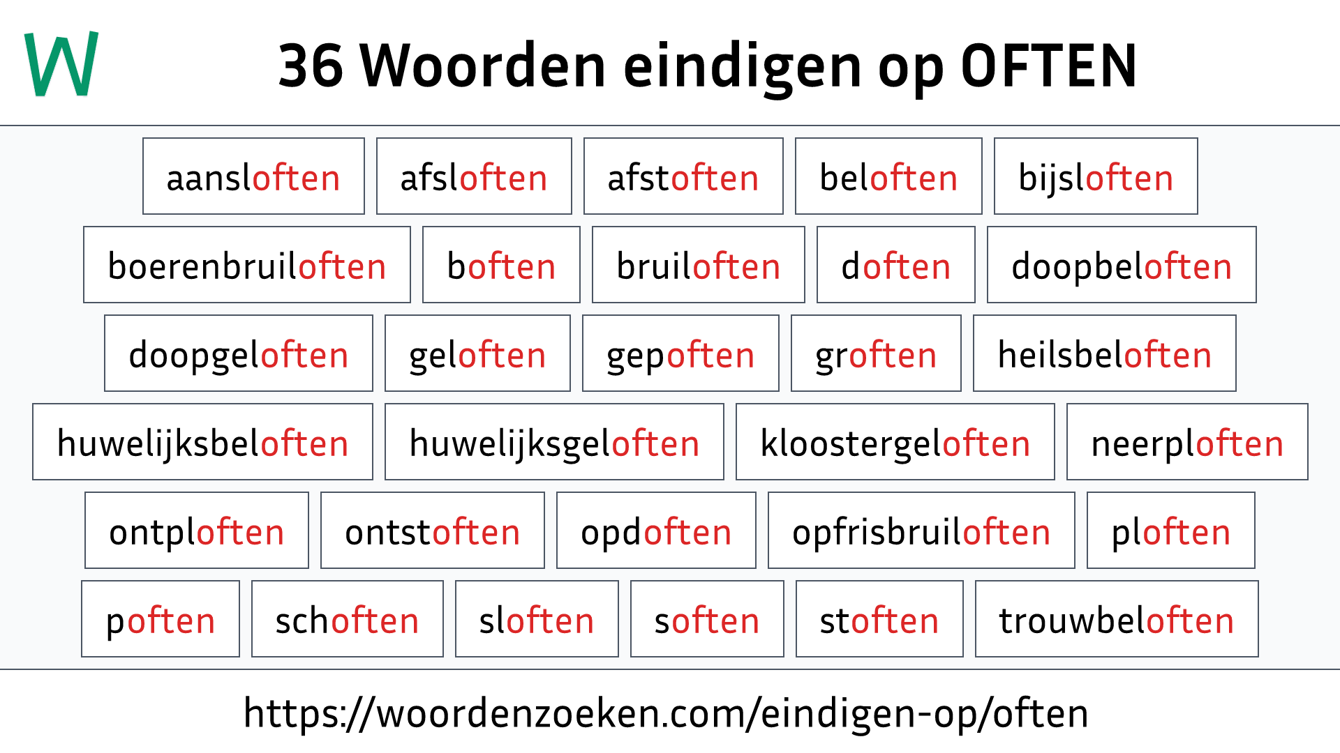 Woorden eindigen op OFTEN