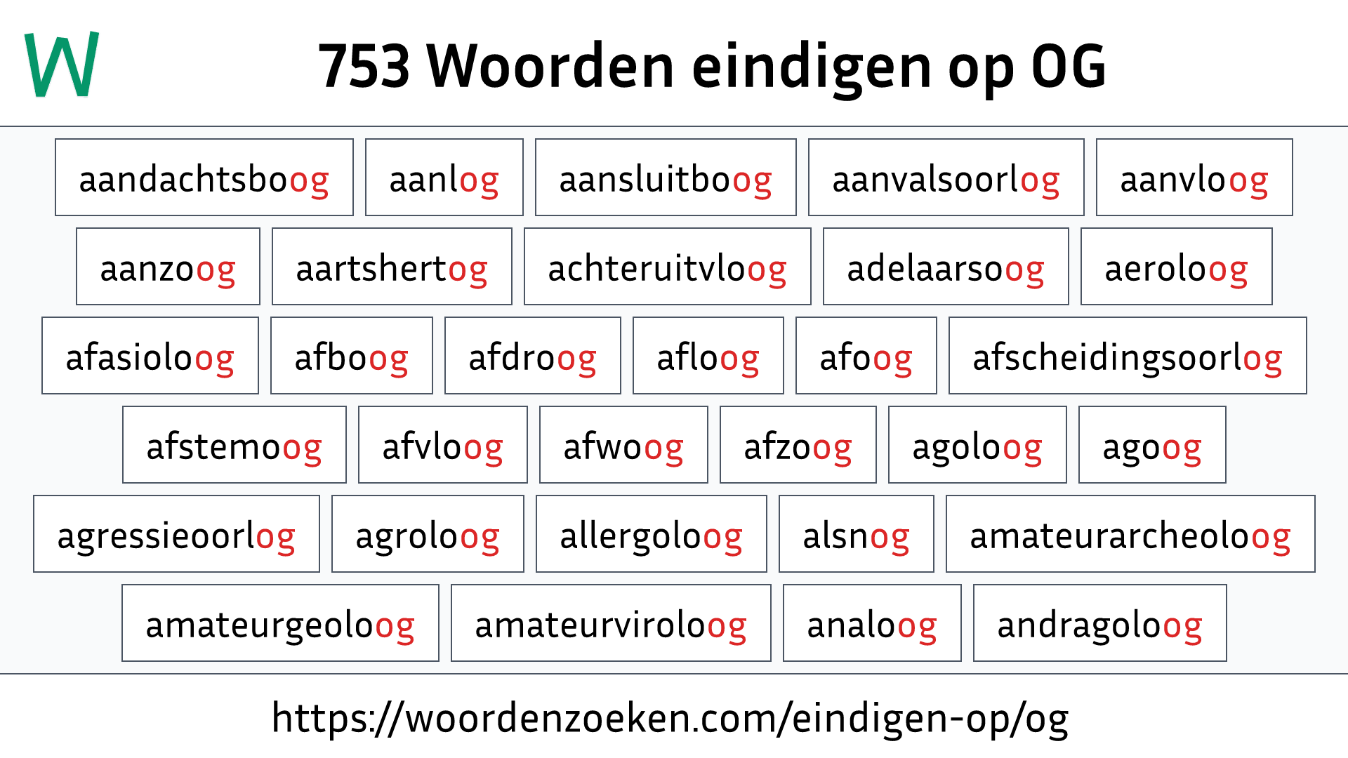 Woorden eindigen op OG