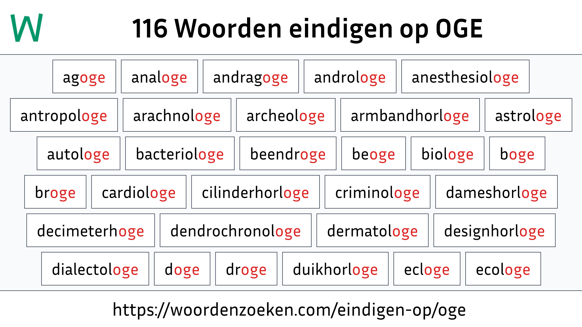 Woorden eindigen op OGE