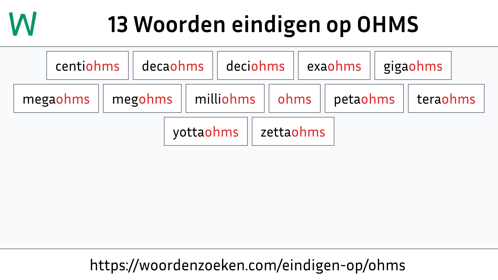 Woorden eindigen op OHMS