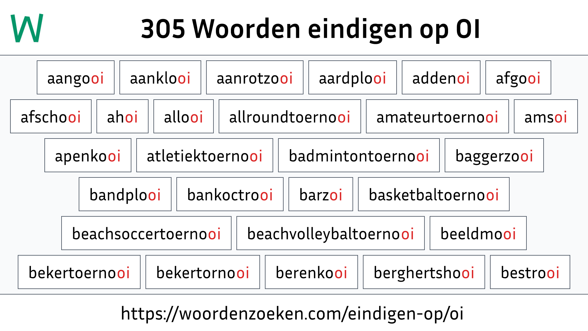 Woorden eindigen op OI
