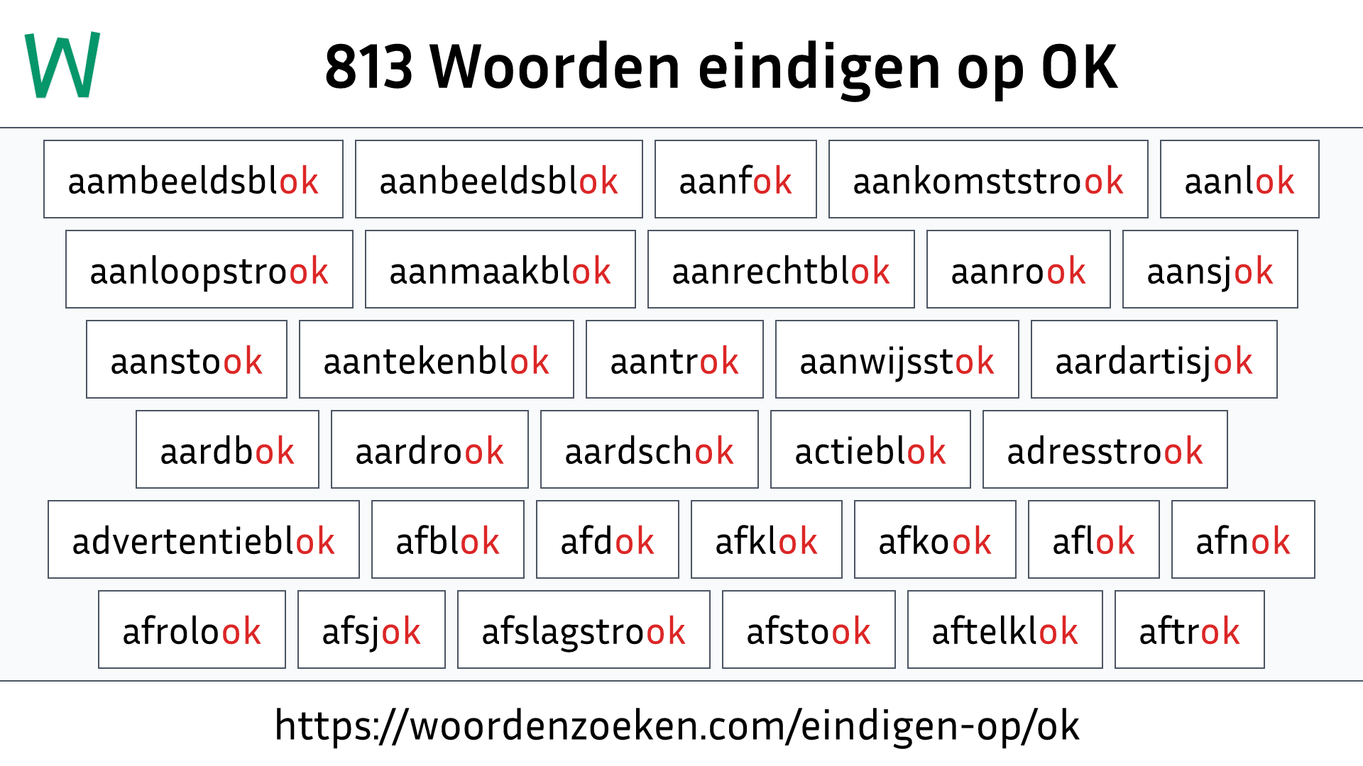 Woorden eindigen op OK