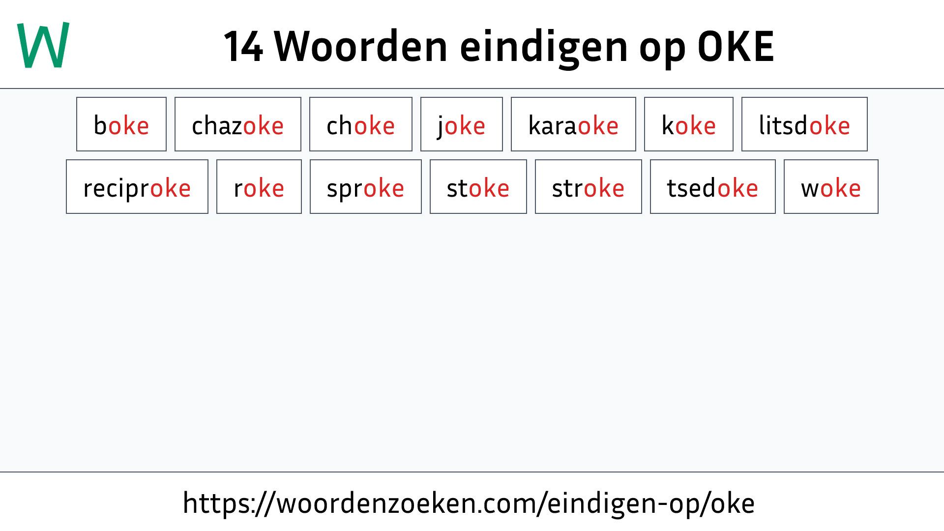 Woorden eindigen op OKE