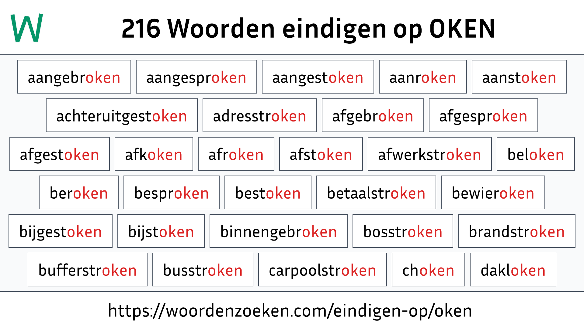 Woorden eindigen op OKEN