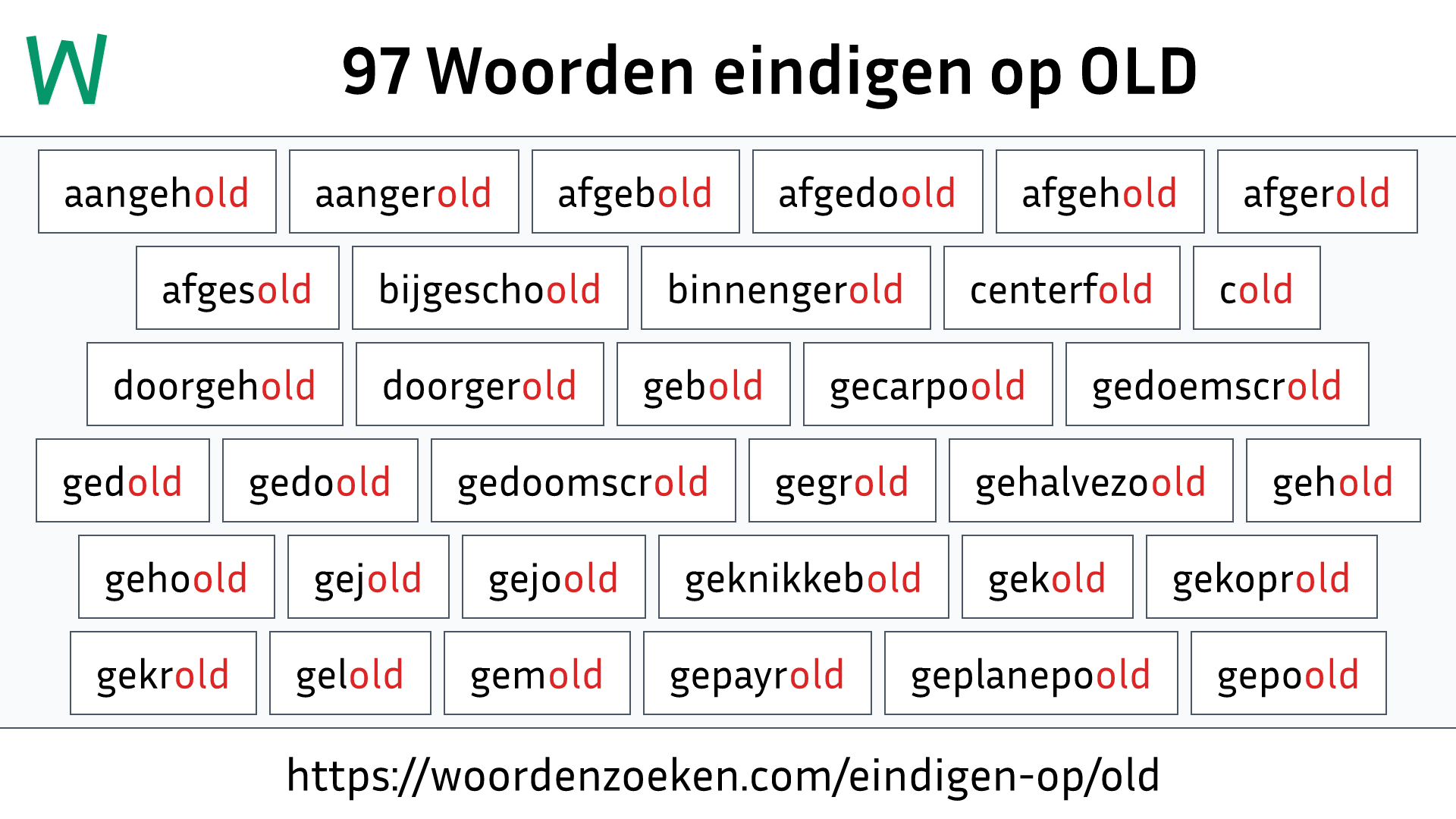 Woorden eindigen op OLD