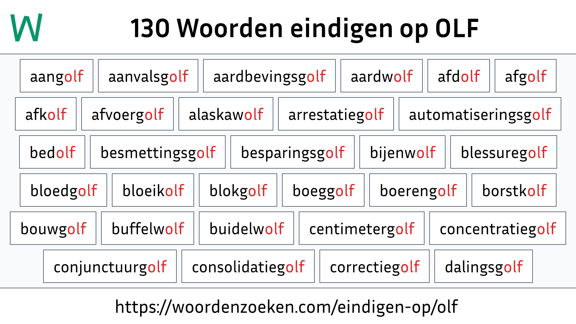 Woorden eindigen op OLF