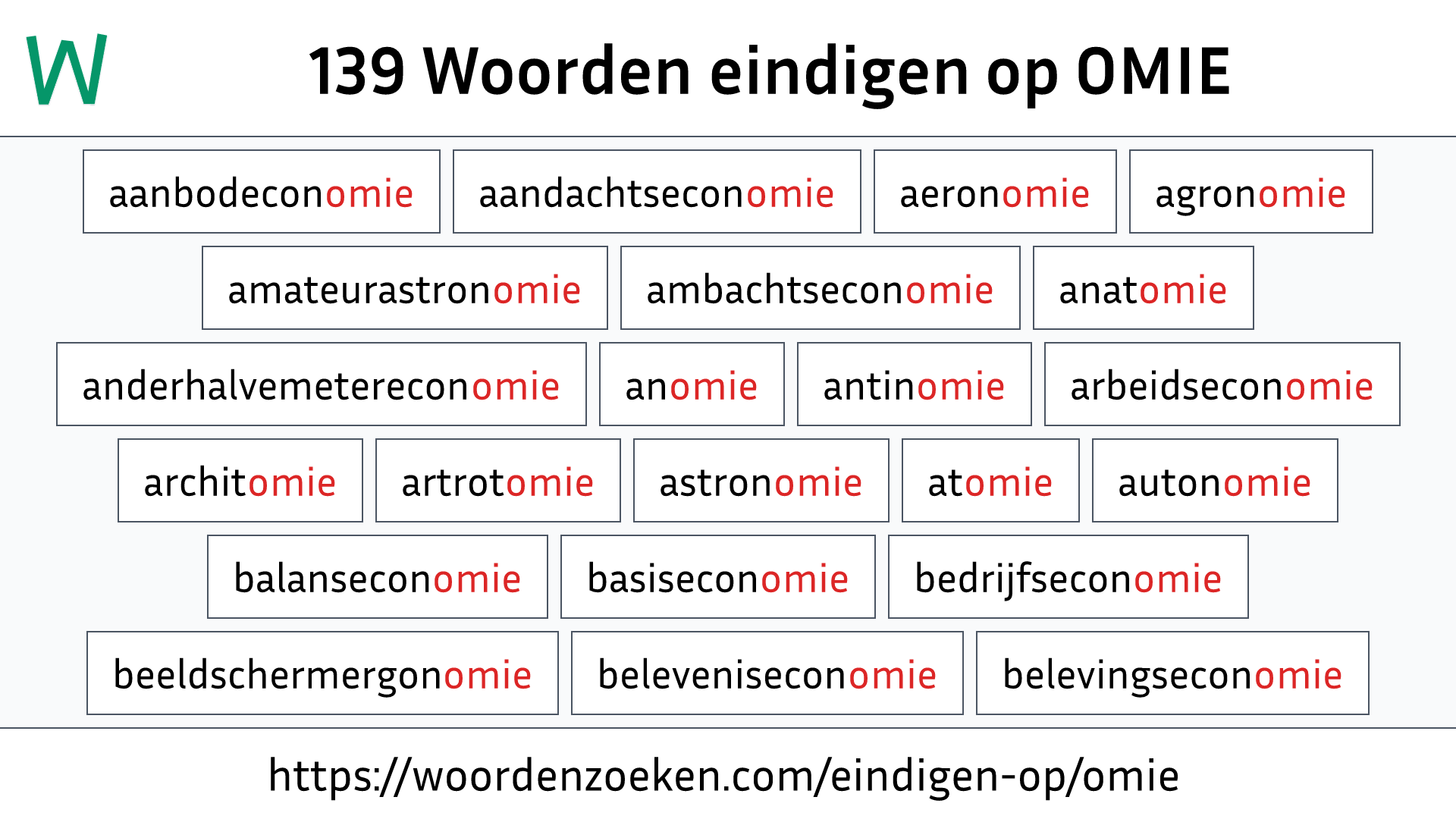 Woorden eindigen op OMIE