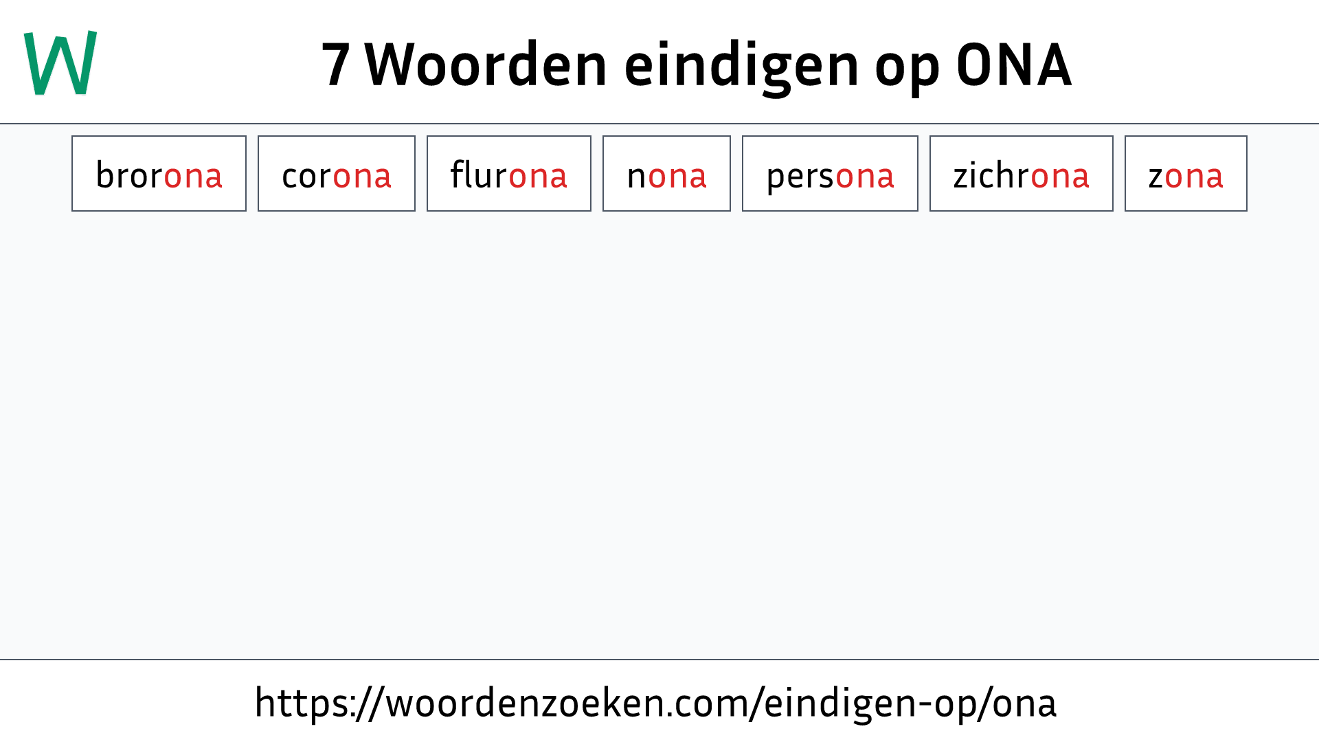 Woorden eindigen op ONA