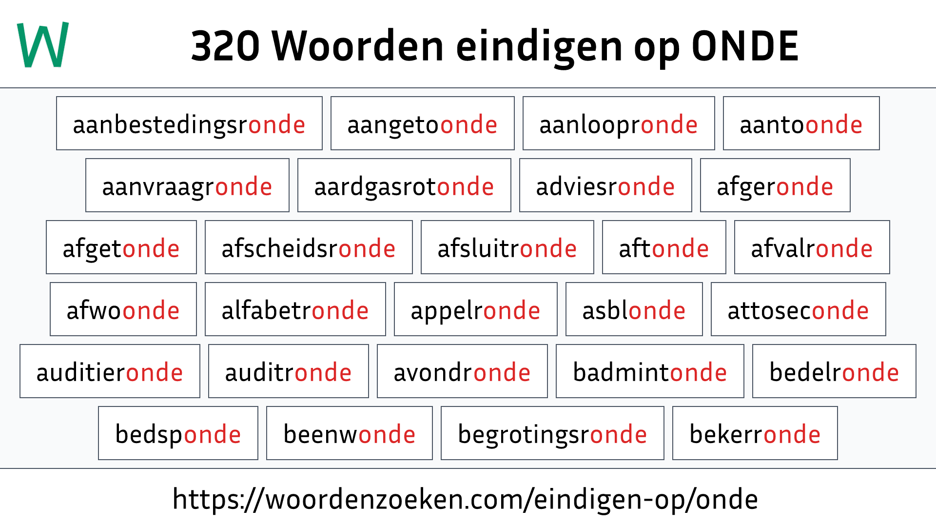 Woorden eindigen op ONDE