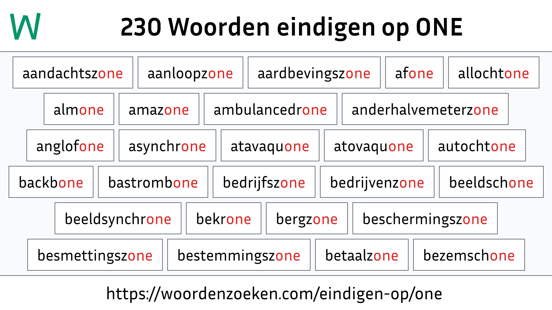 Woorden eindigen op ONE