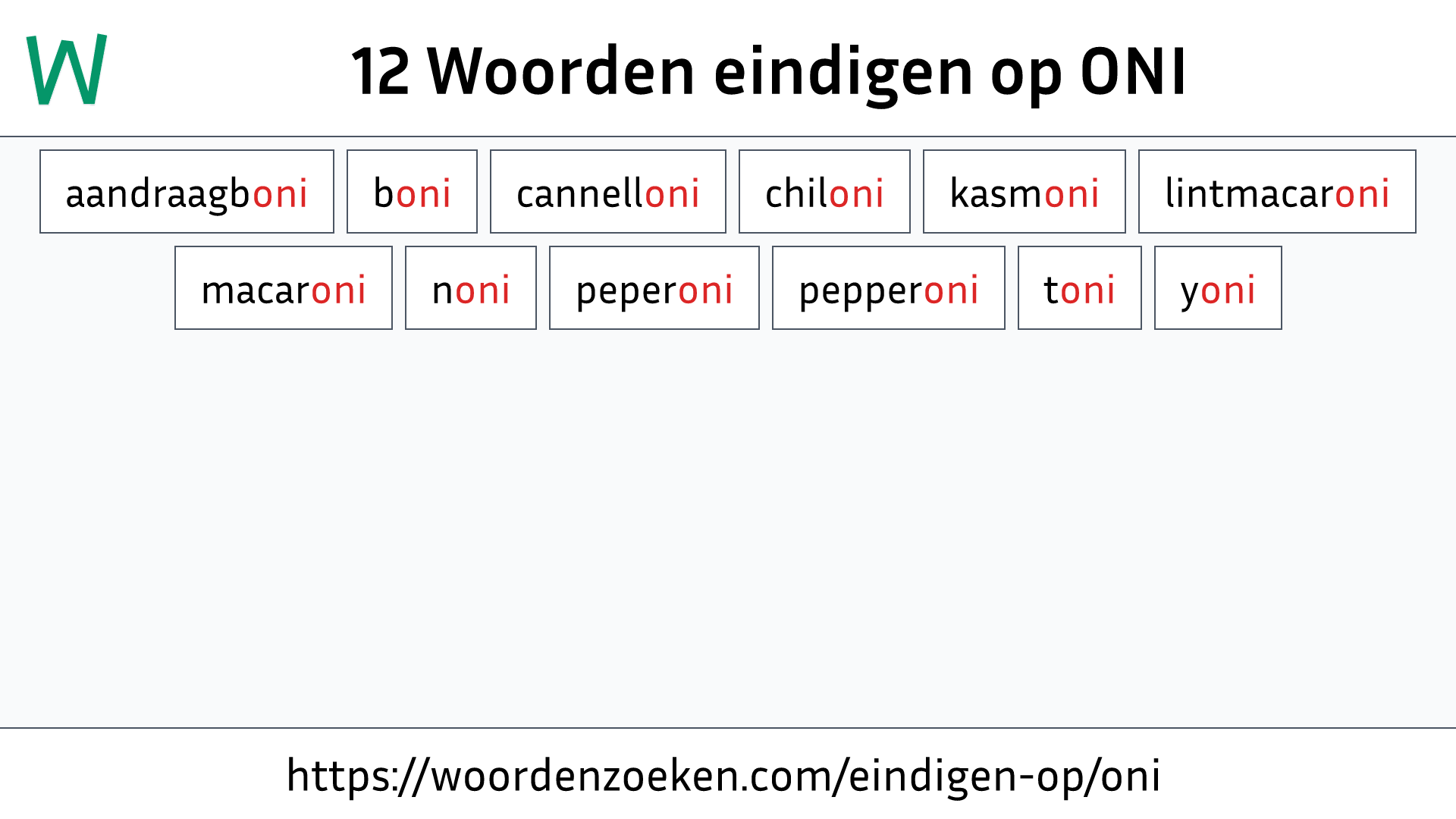 Woorden eindigen op ONI