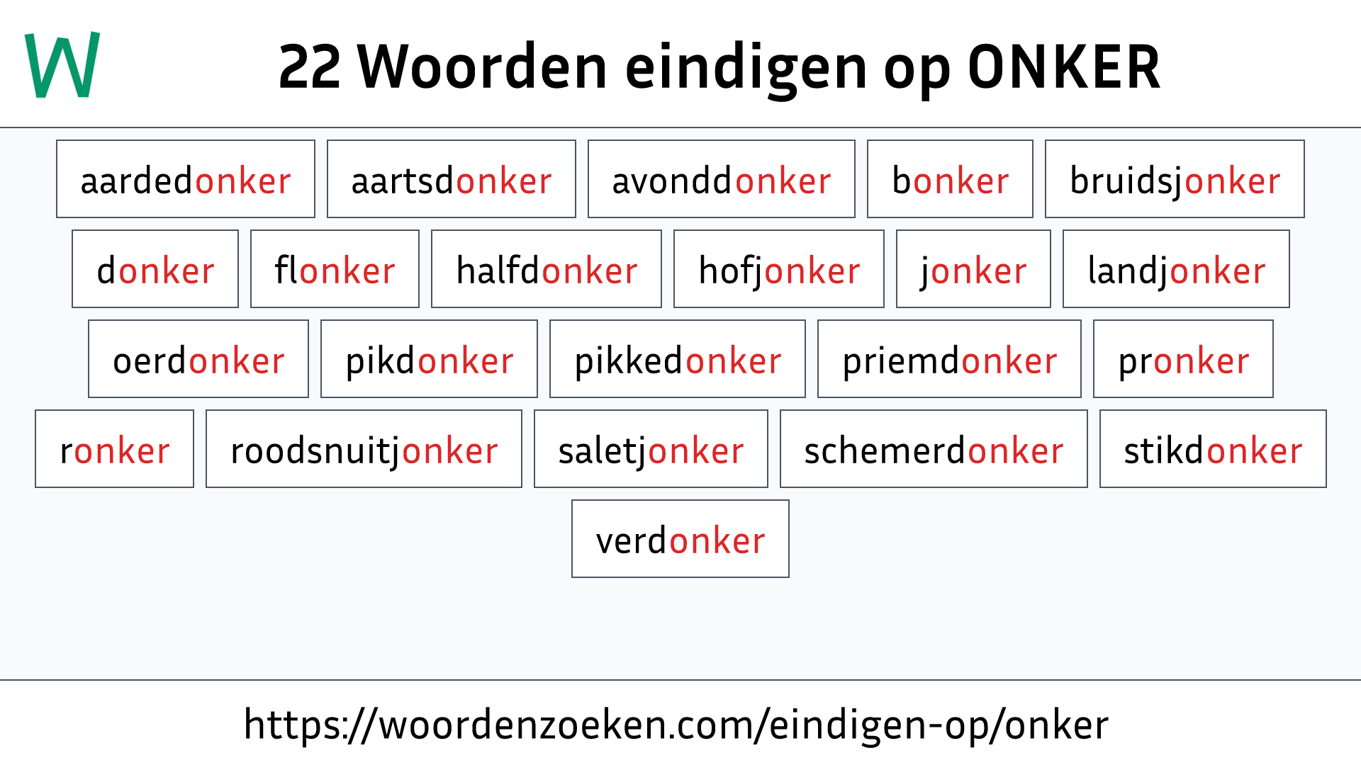 Woorden eindigen op ONKER