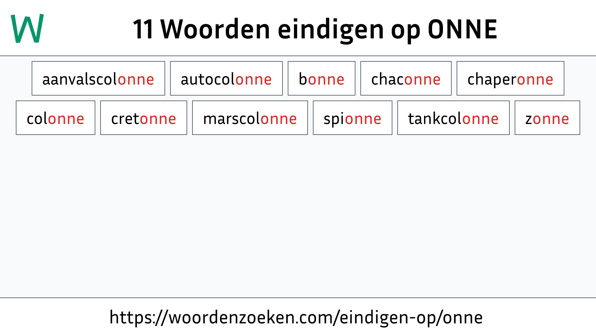 Woorden eindigen op ONNE