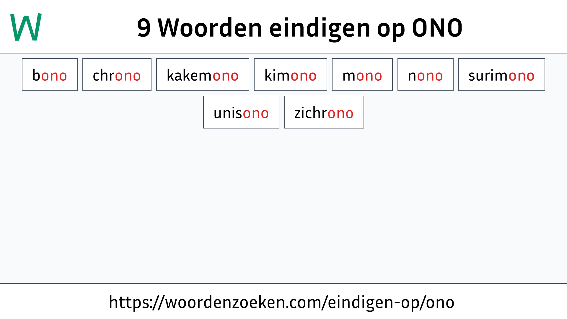 Woorden eindigen op ONO