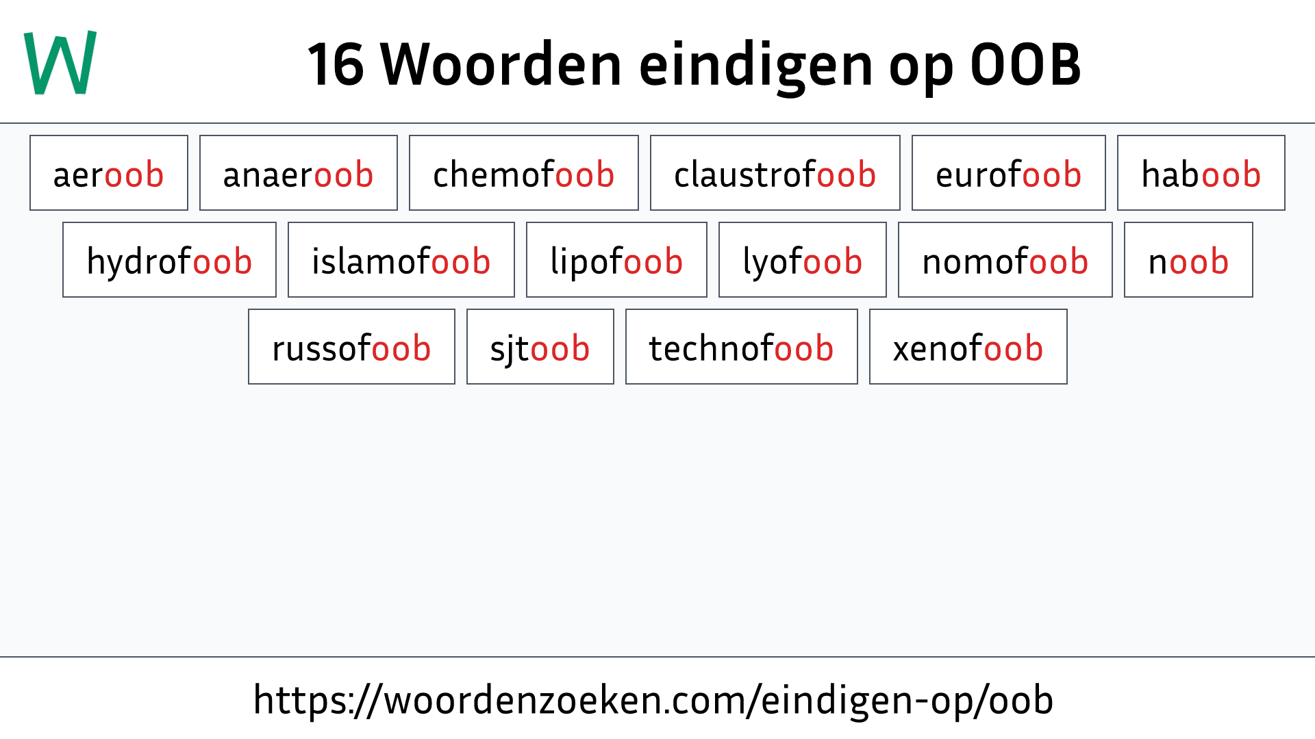 Woorden eindigen op OOB