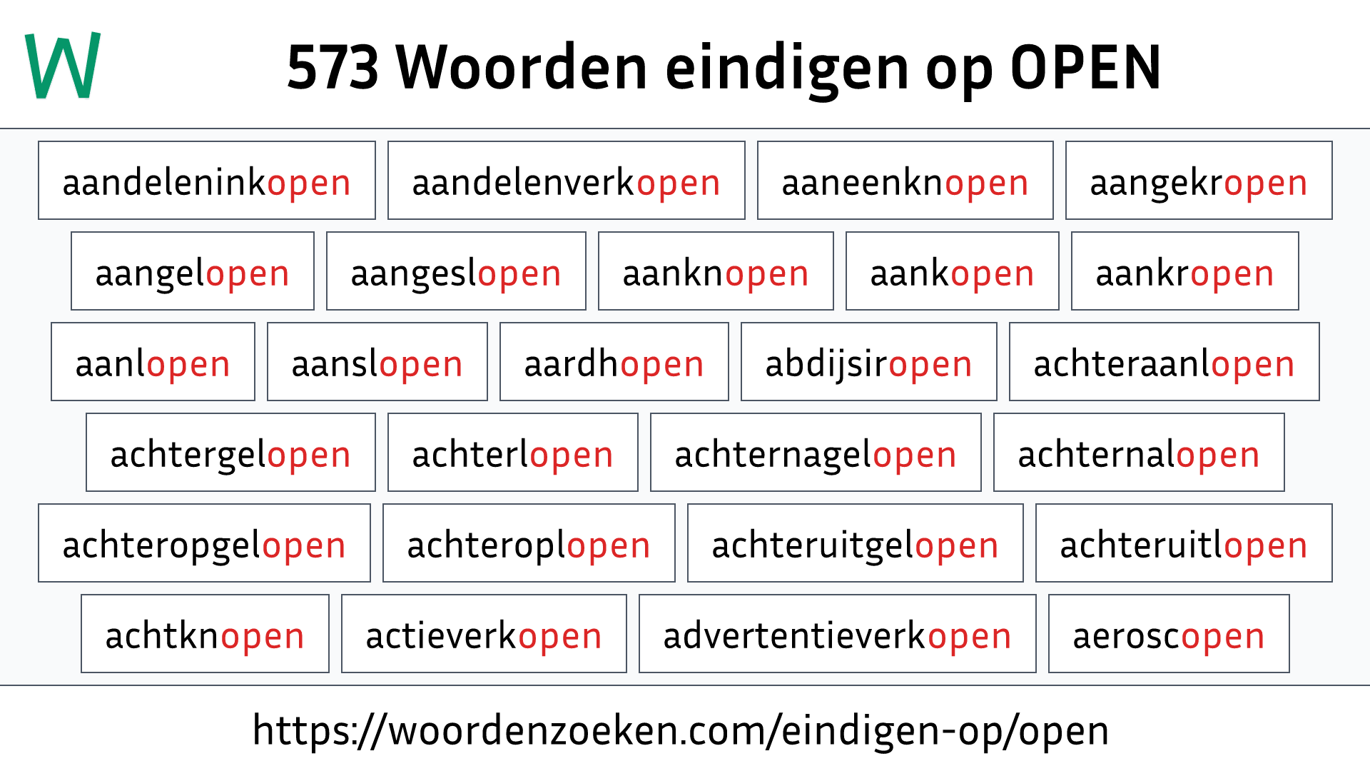 Woorden eindigen op OPEN