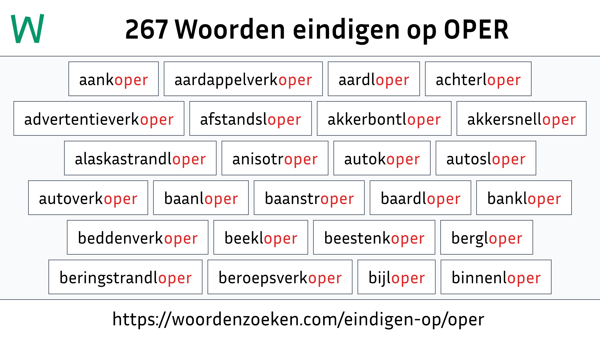 Woorden eindigen op OPER