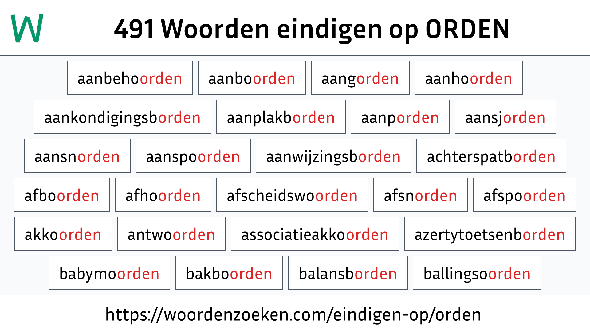 Woorden eindigen op ORDEN